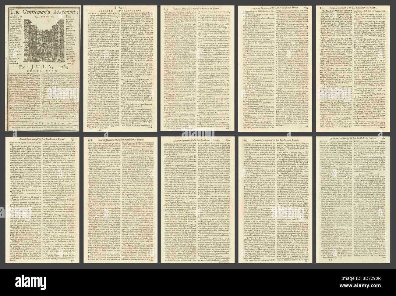 Reportage de la Révolution française. Prise de la Bastille. Gents Mag. Juillet 1789 Banque D'Images