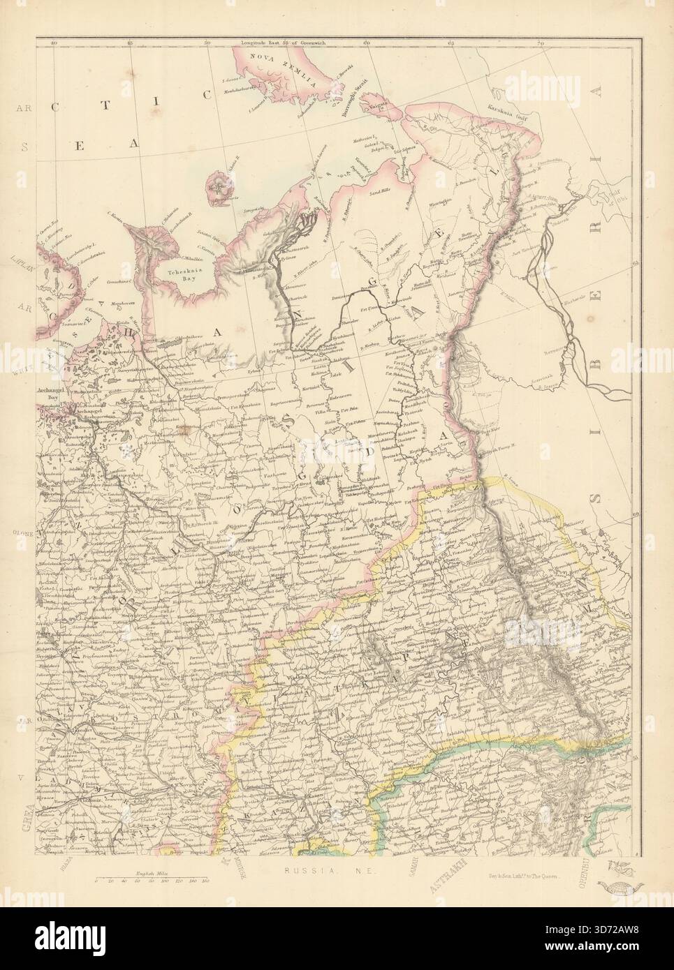 RUSSIE EN EUROPE NE. Perm. Grande Russie. JW LOWRY. Expédiez atlas 1863 vieille carte Banque D'Images