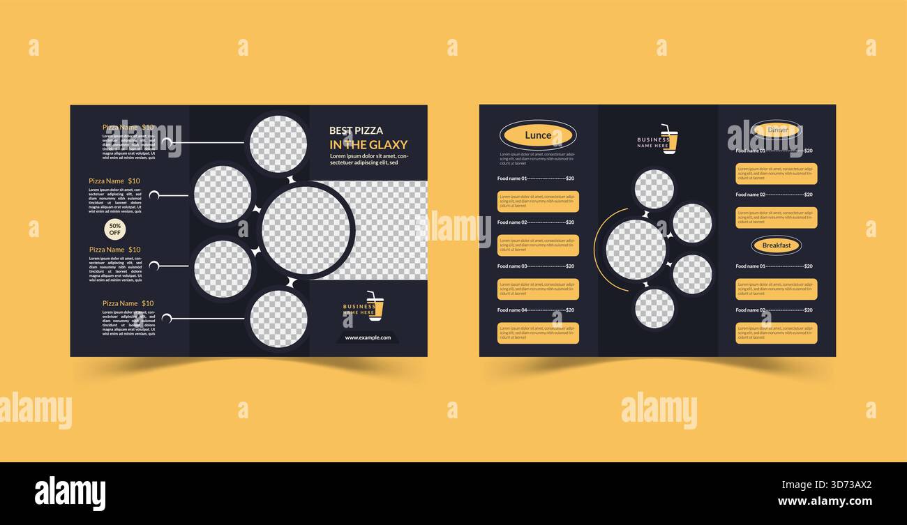 Modèle de brochure triple de menu alimentaire minimaliste moderne créatif Illustration de Vecteur