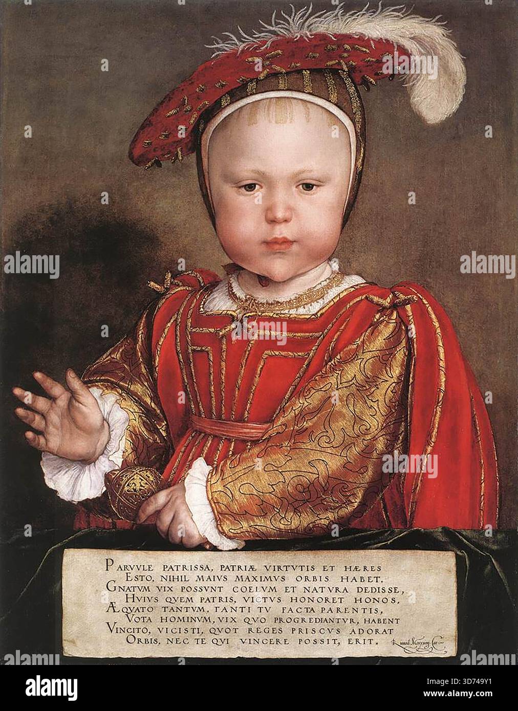HOLBEIN, Hans le jeune (né en 1497, Augsbourg, décédé en 1543, Londres) Portrait d'Édouard, Prince de Galles c. 1539 huile sur chêne, 57 x 44 cm National Gallery of Art, Washington Édouard VI (1537-1553), roi d'Angleterre et d'Irlande de 1547 à 1553, était le seul fils légitime du roi Henri VIII ; sa mère, troisième épouse d'Henri VIII, Jane Seymour, est décédée 12 jours après sa naissance. Bien qu'Edward ait traditionnellement été considéré comme un enfant fragile qui n'a jamais été en bonne santé, certaines autorités récentes ont maintenu que jusqu'à plusieurs années avant sa mort, il était un jeune robuste et sportif. Ses tuteurs l'ont trouvé t Banque D'Images