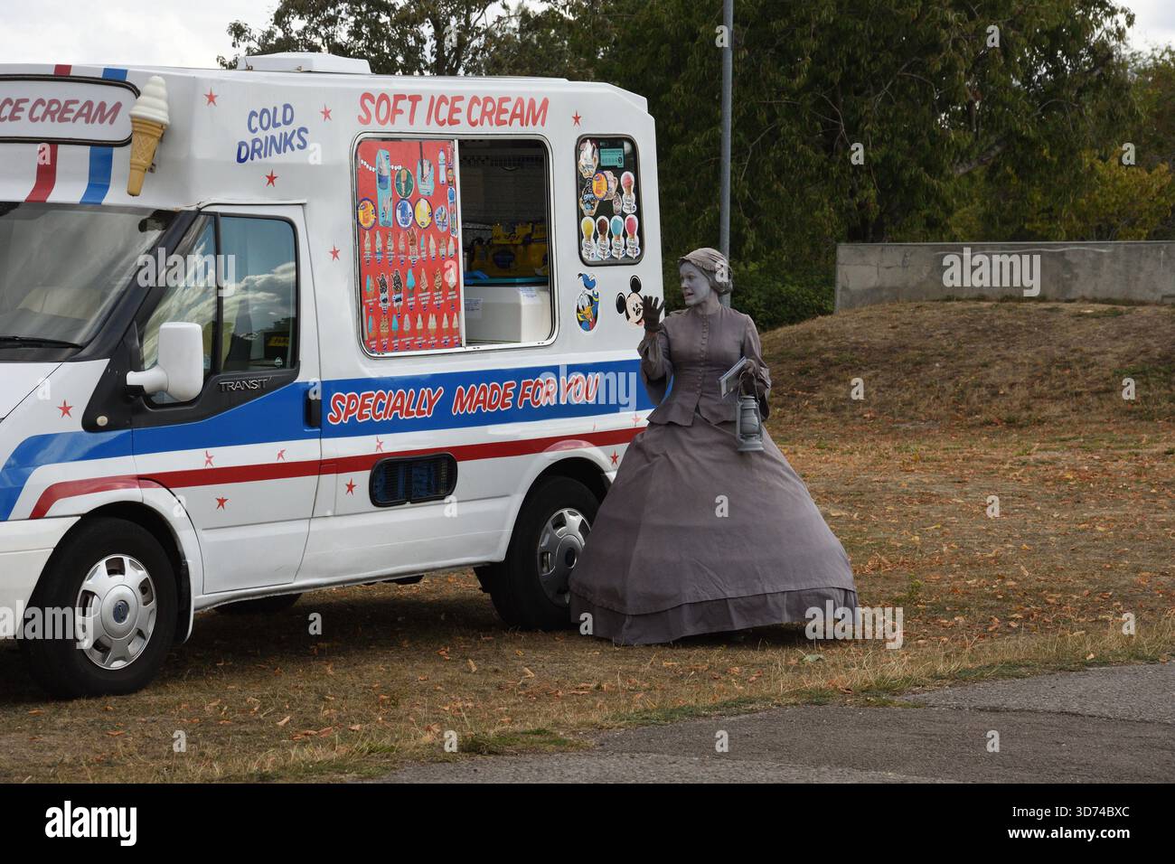 Florence Nightingale dans la fourgonnette Ice Cream dans le parc Banque D'Images