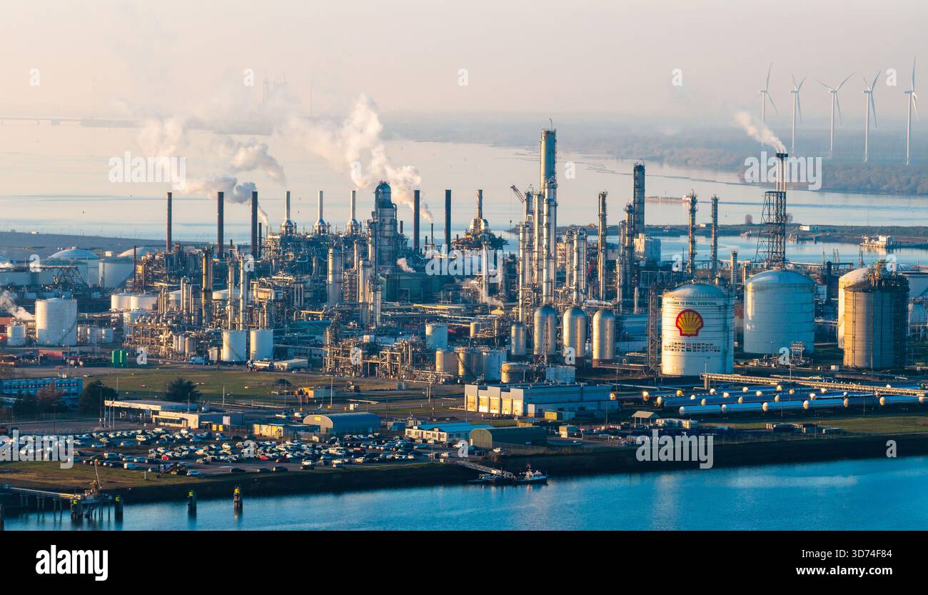 Aérienne de la raffinerie Shell Moerdijk, pays-Bas Banque D'Images