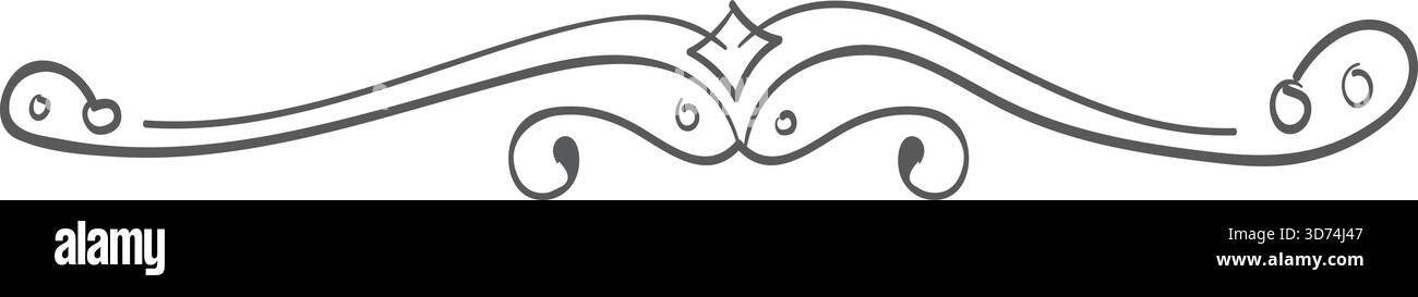 Une image en noir et blanc d'une ligne courbe avec une étoile dessus. La ligne est très fine et a beaucoup de détails Illustration de Vecteur