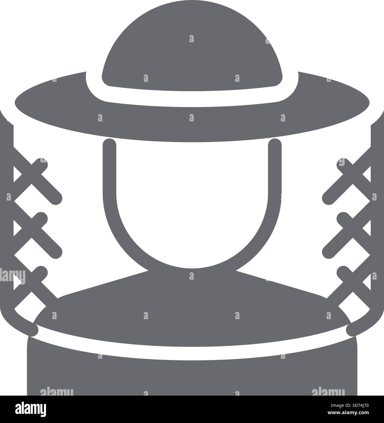 Un homme portant un chapeau et une chemise blanche. Le chapeau est noir et a un bord blanc Illustration de Vecteur