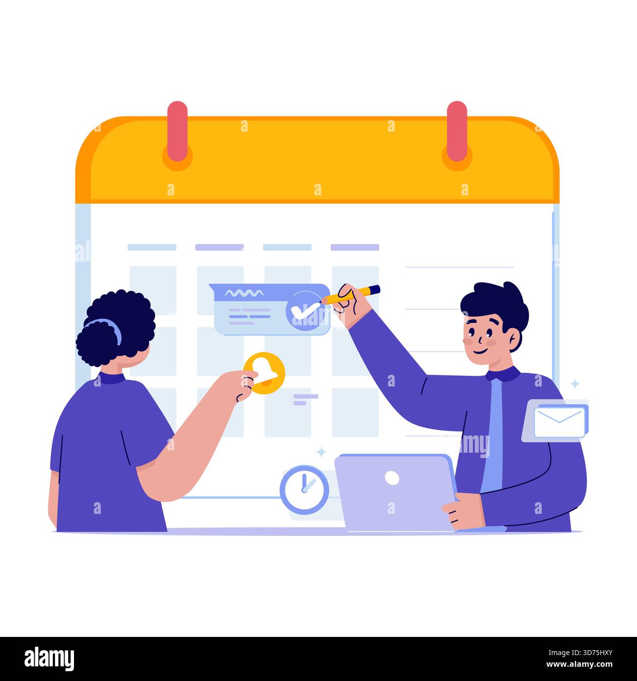 Rendez-vous de réunion avec illustration vectorielle de calendrier de marquage Illustration de Vecteur