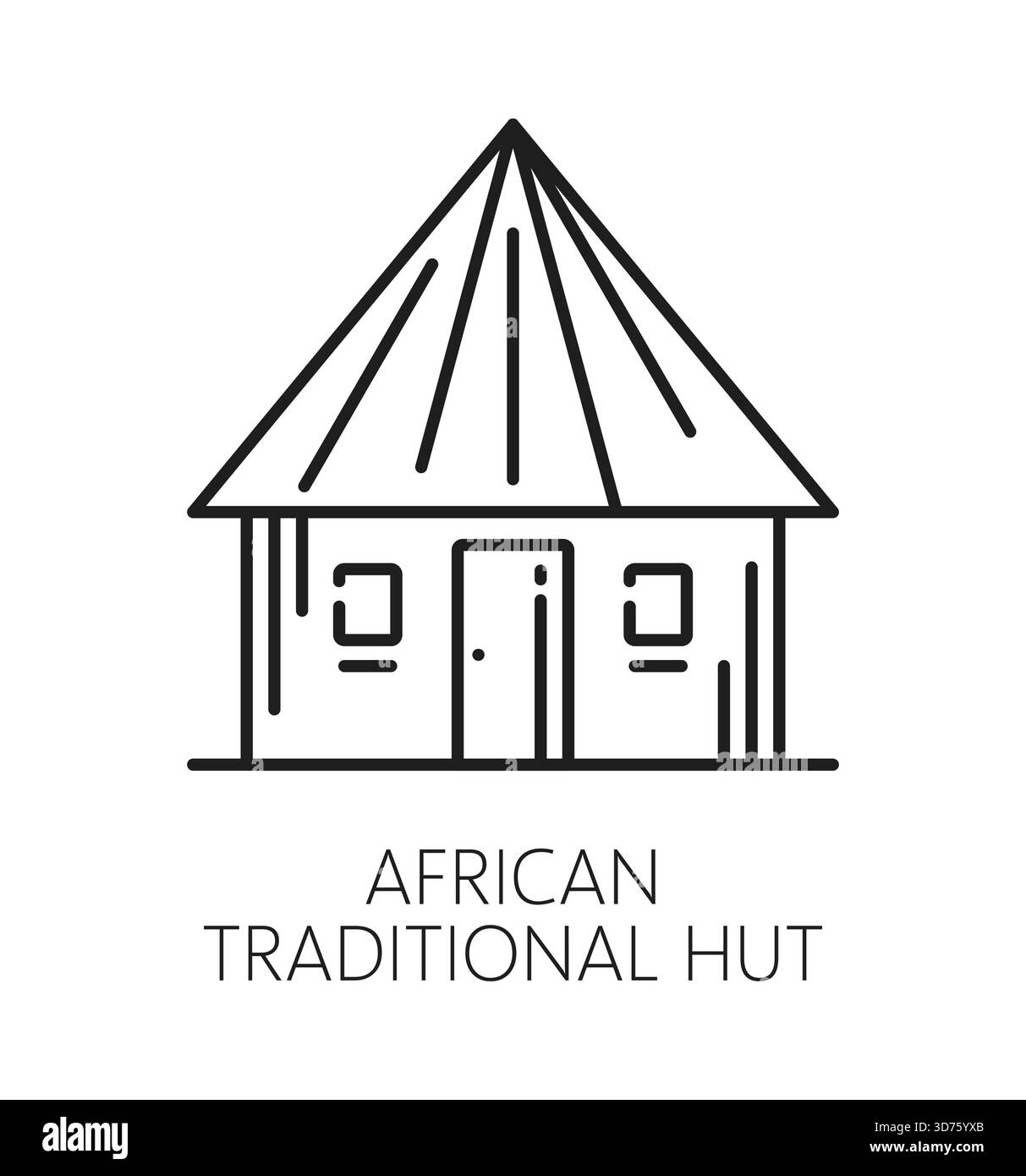 Hutte de tribu d'Afrique du Sud, icône de ligne de voyage africaine ou signe. Pictogramme de tournée du continent africain, symbole de vecteur de voyage d'aventure en Afrique du Sud. Icône de contour de voyage de pays africain avec hutte d'habitation traditionnelle Illustration de Vecteur