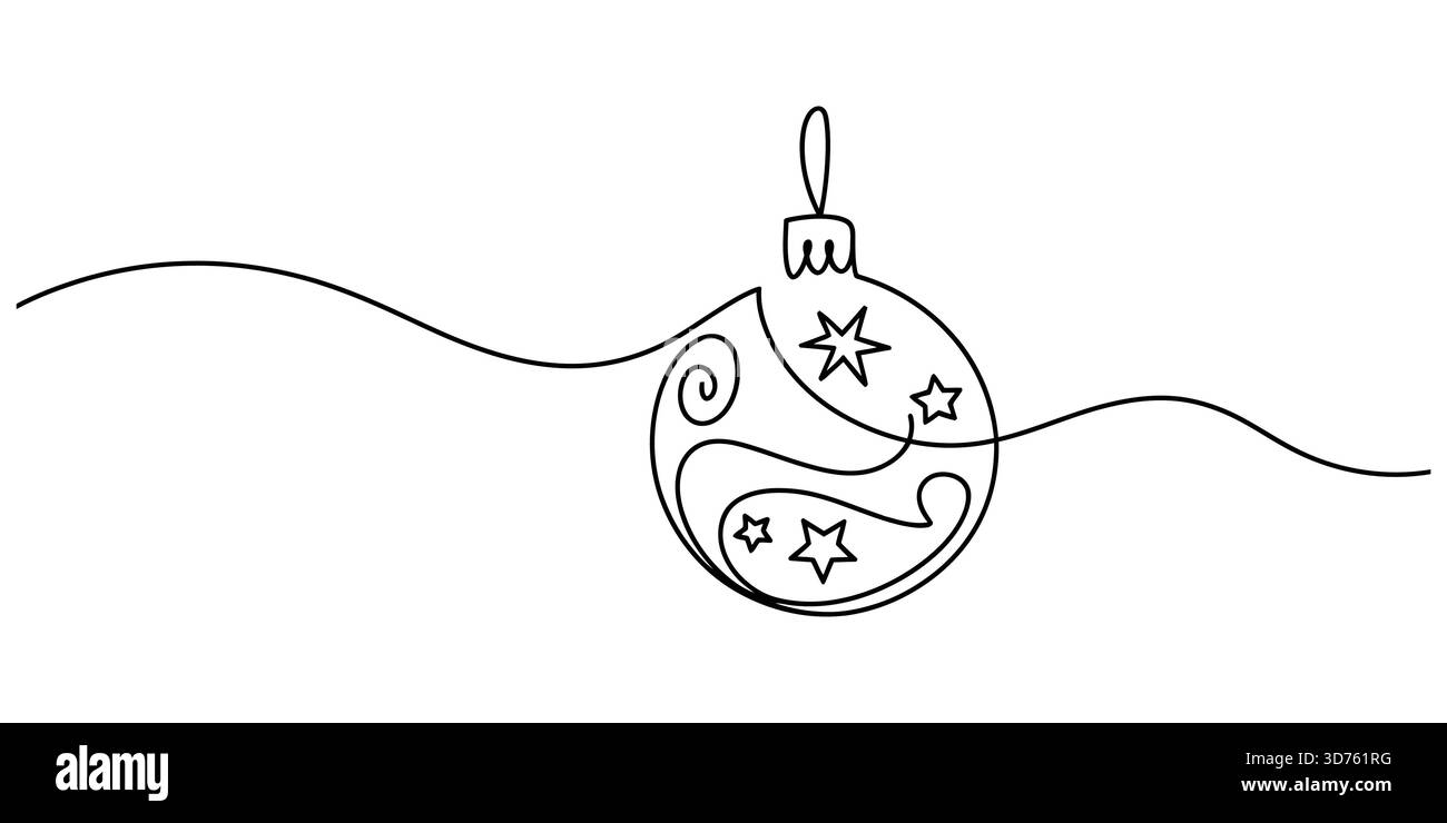 Ornement de Noël dessin de ligne continue avec des étoiles et des tourbillons, art festif Illustration de Vecteur