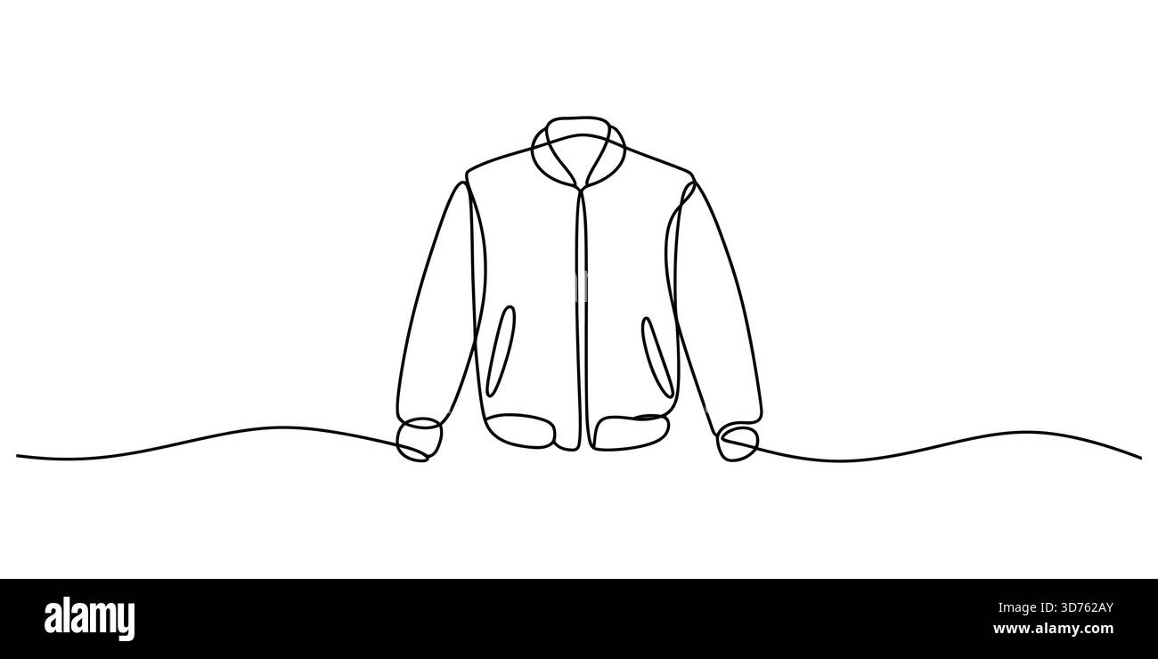 Dessin d'art en ligne continue d'une veste bombardier élégante, mode minimaliste Illustration de Vecteur