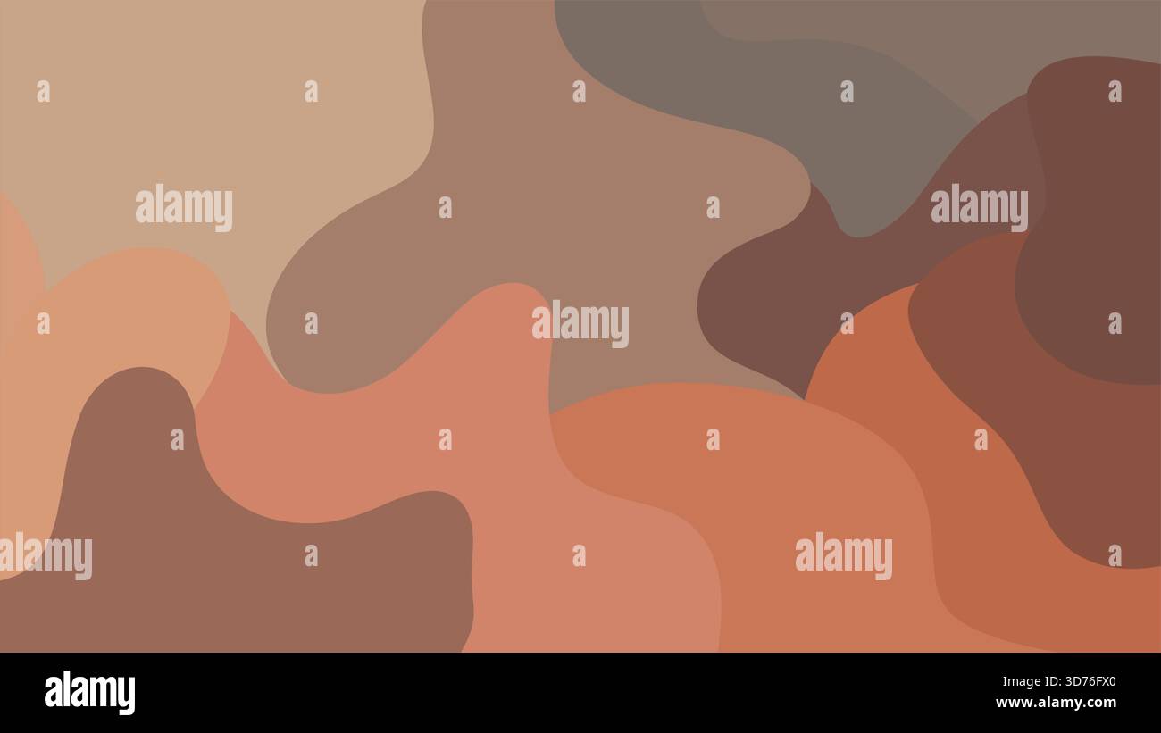 Fond fluide abstrait avec des formes de blob organiques dans des tons de terre de brun, beige et terre cuite. Motif vectoriel inspiré du camouflage. Illustration de Vecteur