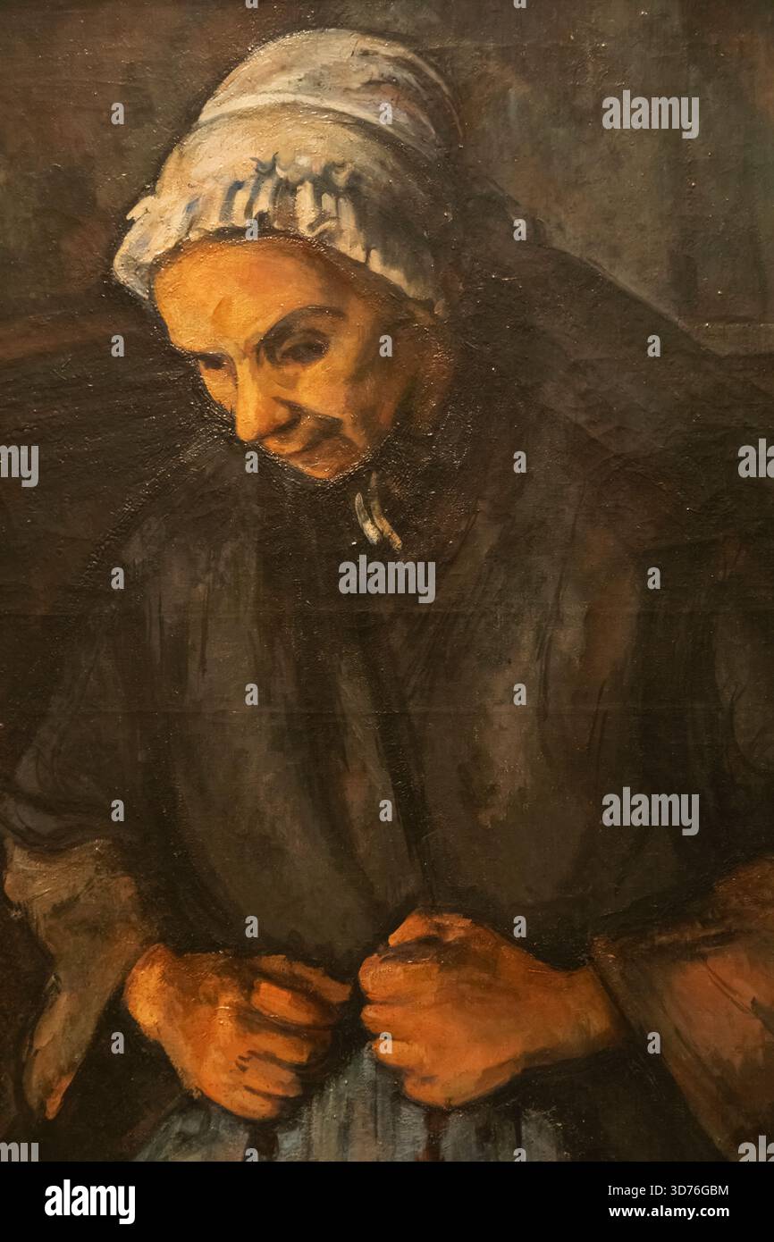 Tableau intitulé 'une vieille femme avec un Rosaire' par Paul Cézanne daté de 1895 Banque D'Images