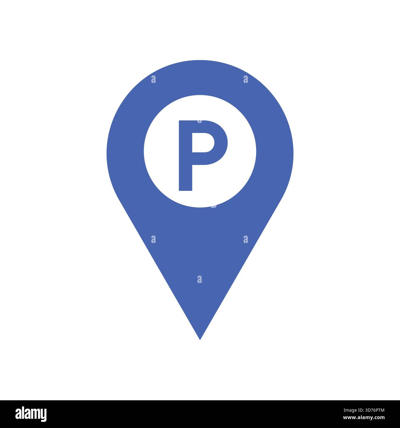 Icône d'épingle d'emplacement de stationnement – marqueur cartographique GPS bleu avec la lettre P pour l'aire de stationnement, la navigation, les cartes de ville, les transports, les applications de voyage et la direction urbaine Illustration de Vecteur