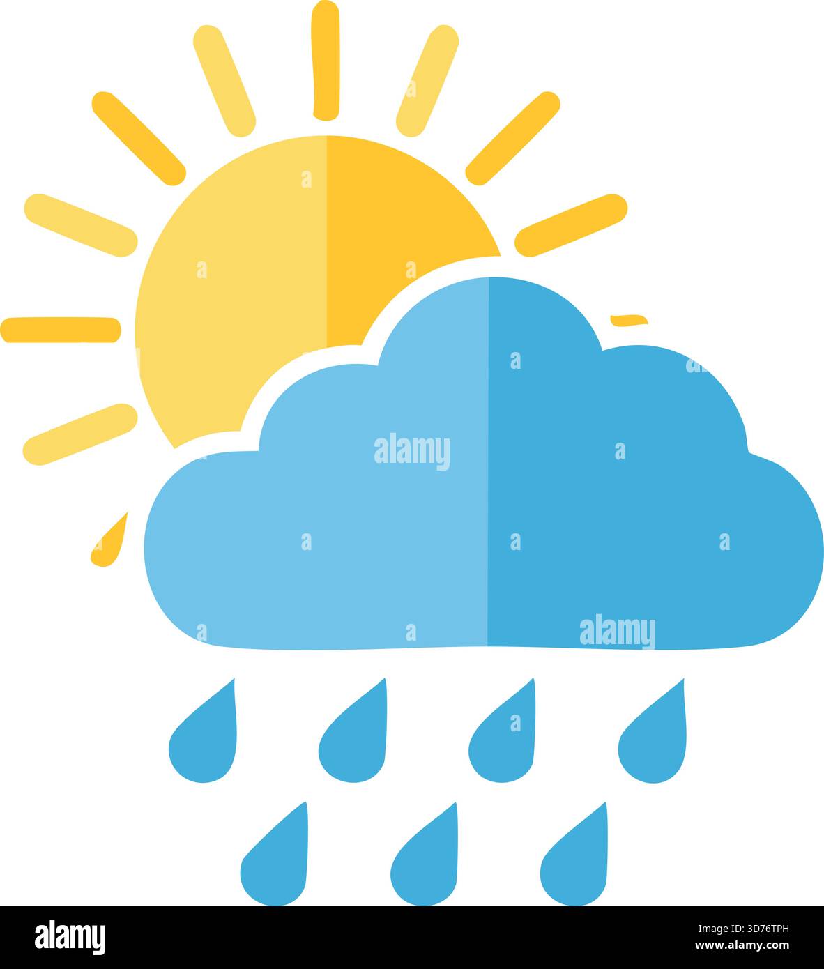 Icône Météo avec nuage de soleil et pluie – illustration météorologique plate montrant les conditions météorologiques mixtes, les prévisions climatiques et le Symbo atmosphérique saisonnier Illustration de Vecteur