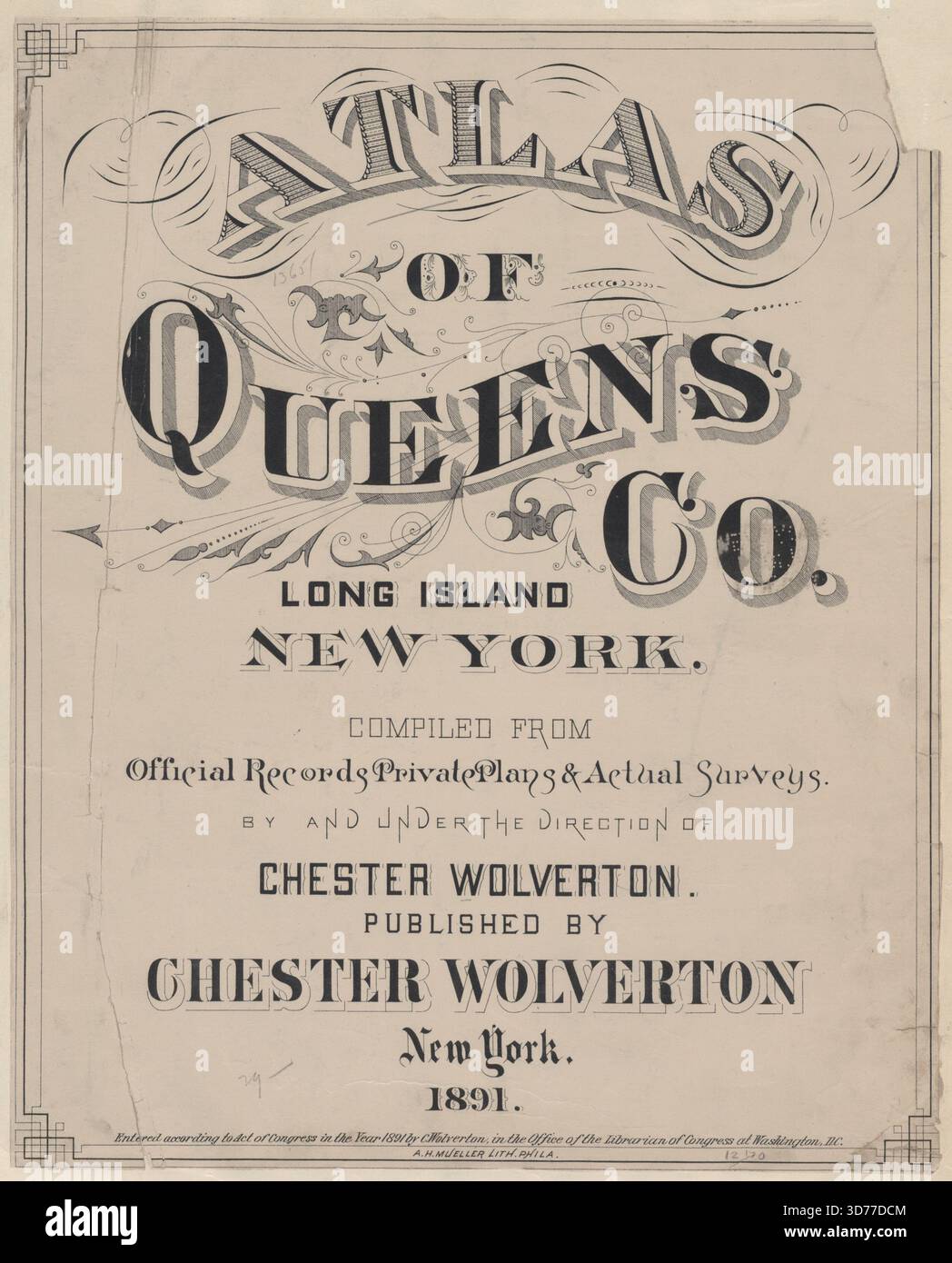 Atlas of Queens Co., long Island, New York, 1891, 1891, New York, éditeur, C. Wolverton, Queens County (New York Banque D'Images