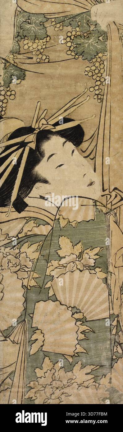 Tsuruya Ariwara avec un préposé Oshige, 1806, gravures sur bois, tirage pilier, image 23 5/8 x 4 1/4 po. (60 x 10,8 cm Banque D'Images