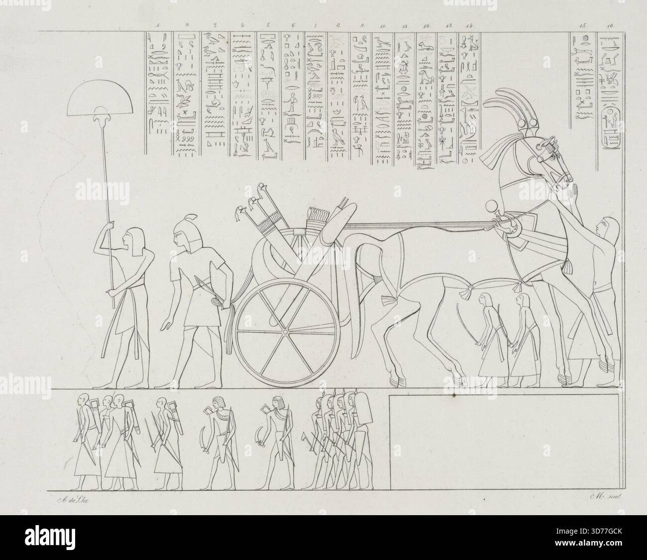 Battaglia navale, 1832 - 1844, par Giuseppe Angelelli, Gaetano Rosellini, et Salvador Cherubini. L'ouvrage présente la guerre navale liée à l'Égypte, mettant en évidence Ramsès III et les peuples de la mer. Il est présenté par lithographie et a été publié à Pise, représentant des antiquités et des monuments de Nubie et d'Egypte Banque D'Images