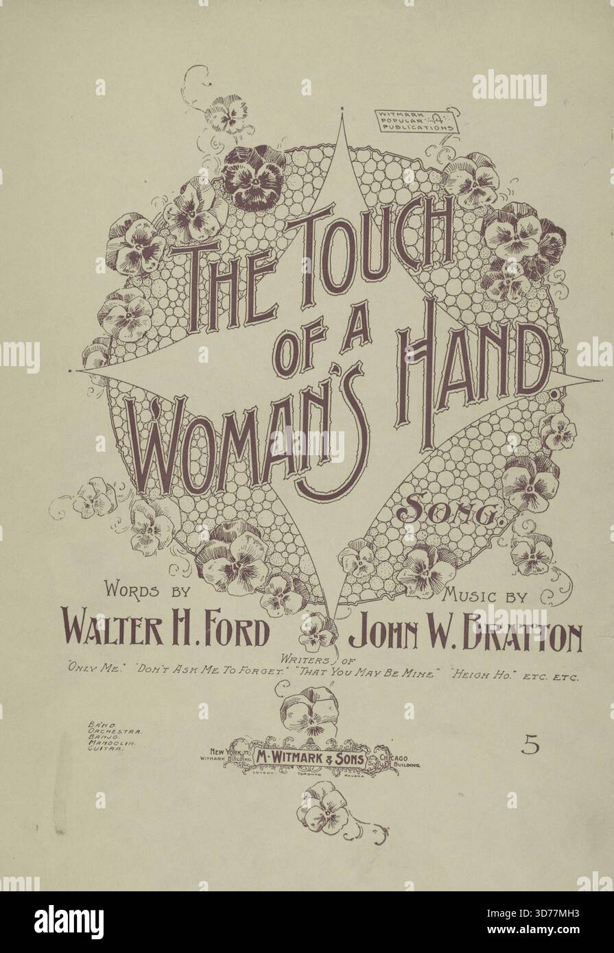 Le toucher de la main d'une femme, 1899. De plus, ma maison était un endroit si morne. Première ligne de chanson., 1899., New York ; Chicago ; etc Editeur, M. Witmark & sons. Les sujets comprennent les chansons, les mères et les fils, les épouses, l'intuition., 6 p.; 34 cm Banque D'Images