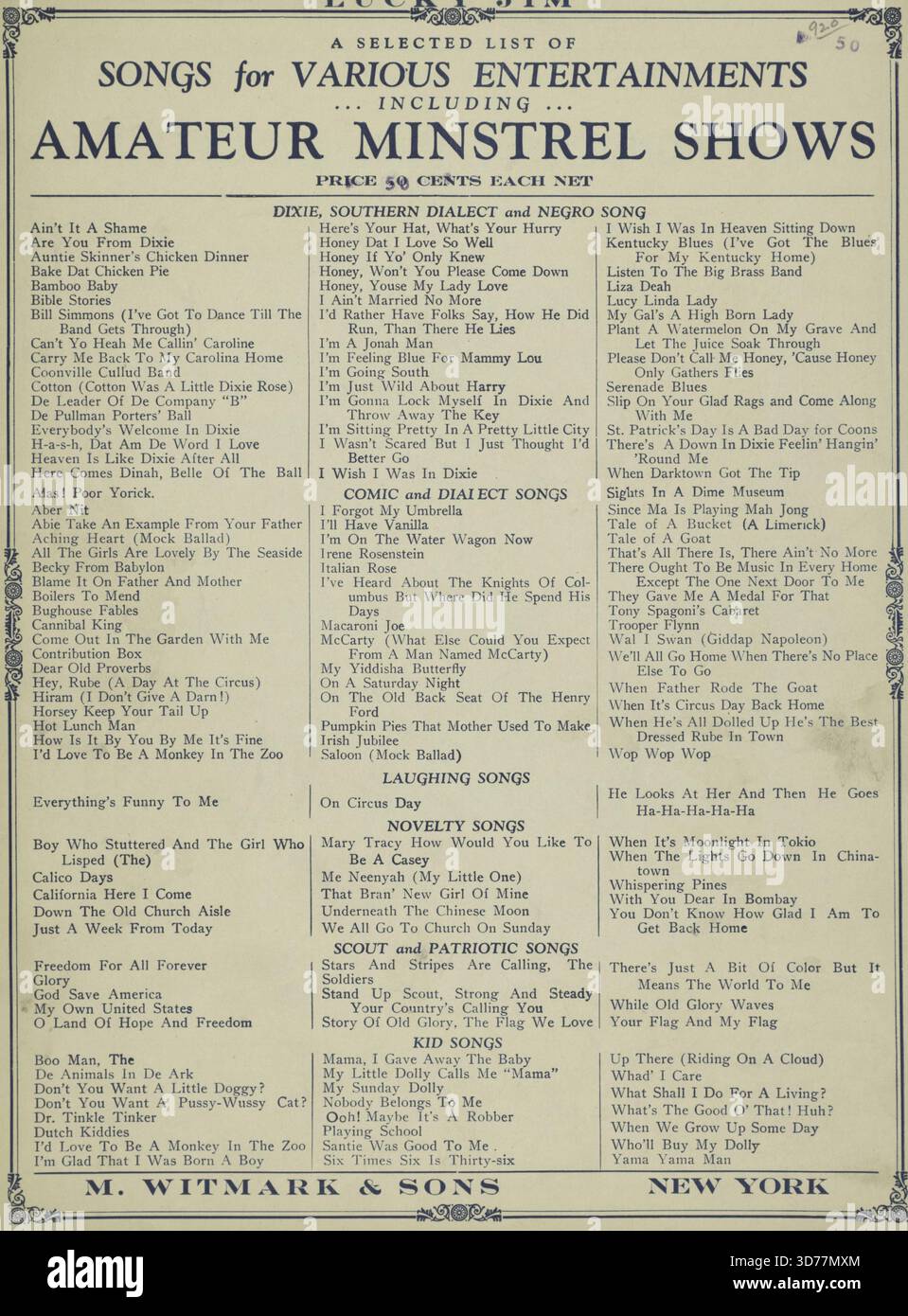 Lucky Jim, 1896 ans. Supplémentaire, Ah ! Lucky Jim, comme je l'envie. Première ligne du refrain. De plus, Jim et moi, enfants, jouions ensemble. First line., 1896., New York. Editeur, M. Witmark & sons. Chansons, ballades, américain, réminiscence, fiançailles., 1 score (6 p.) ; 31 cm Banque D'Images