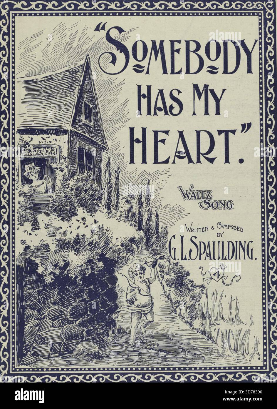 Quelqu'un a mon cœur, 1897, supplémentaire, elle était une chère petite servante., première ligne quelqu'un a mon cœur. (Première ligne du refrain), 1897, New York, Editeur, George L. Spaulding, chansons, amour, fiançailles, valses, relations homme-femme, 1 score (6 p.) ; 33 cm Banque D'Images