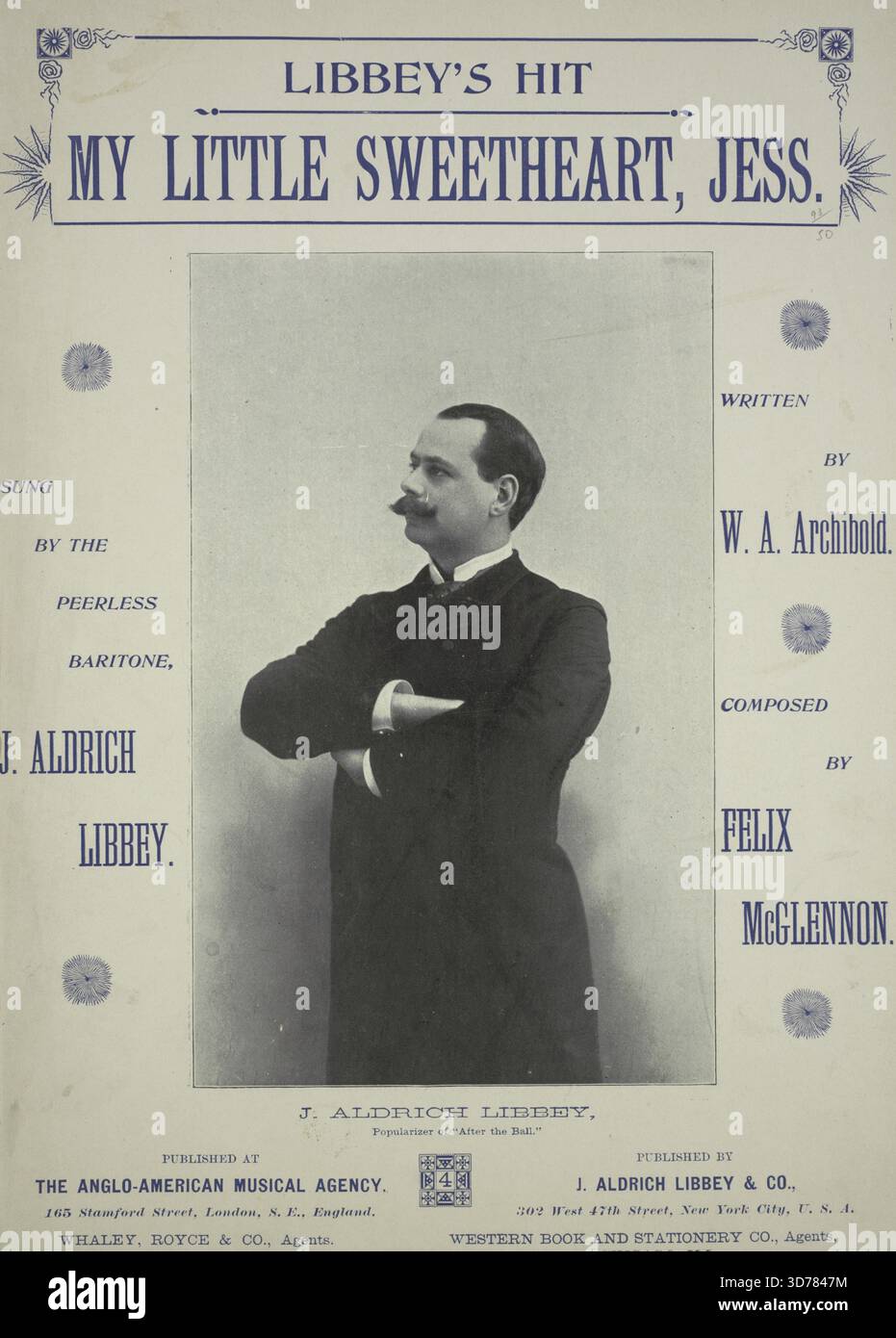 Ma petite amie, Jess, Une photo est devant moi, que je vénère pour l'amour. (Première ligne) ; rêves, vains rêves fous, châteaux dans les airs. (Première ligne du refrain), 1895, New York, Éditeur, J. Aldrich Libbey & Co., Songs, Separation (Psychology), Unrequited Love, Courtship, 1890-1899, 1 score (6 p.) ; 31 cm Banque D'Images
