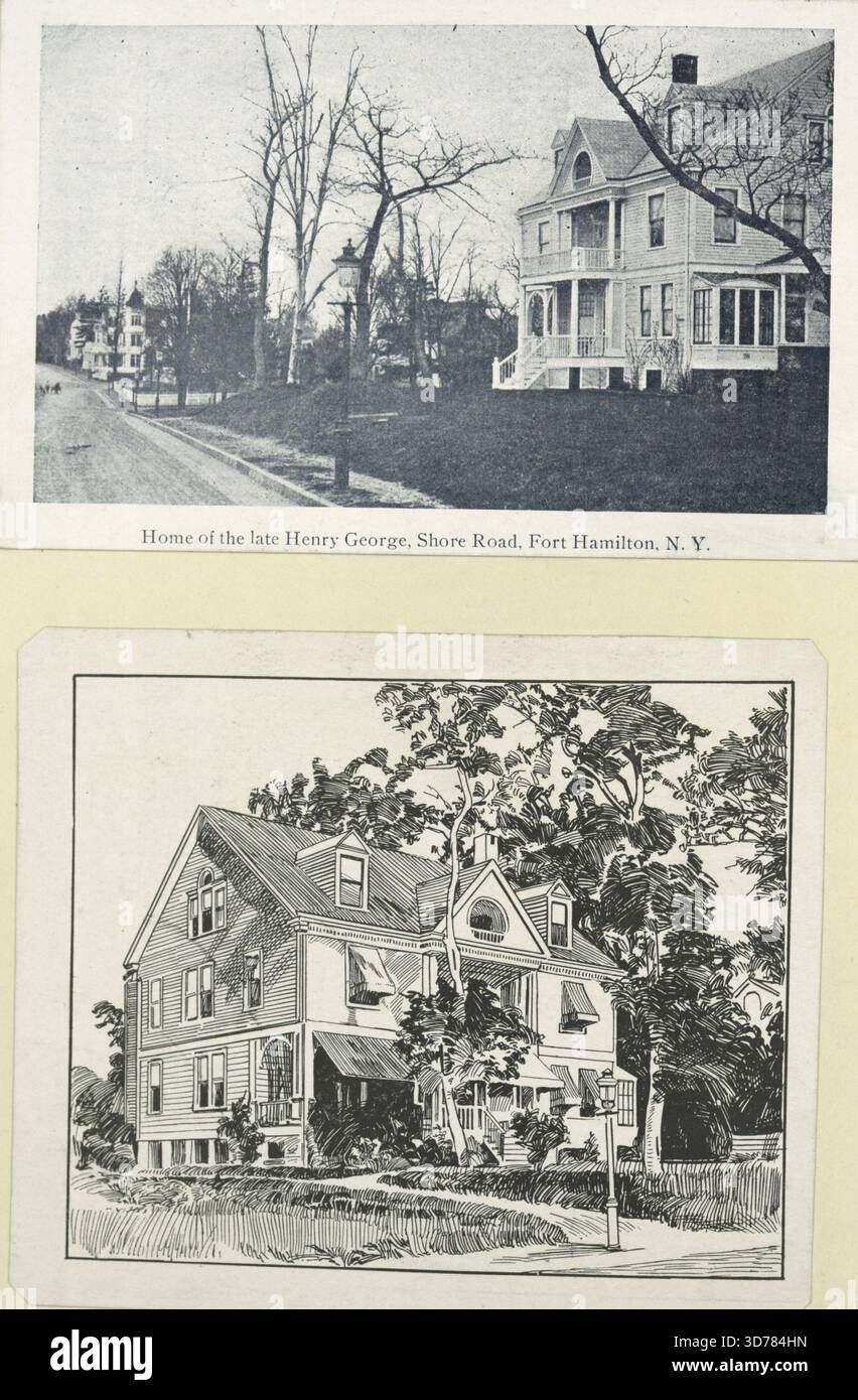 Domicile de feu Henry George, Shore Road, Fort Hamilton, New York, 1800 - 1899. Impôt unique, George, Henry, 1839-1897 Banque D'Images