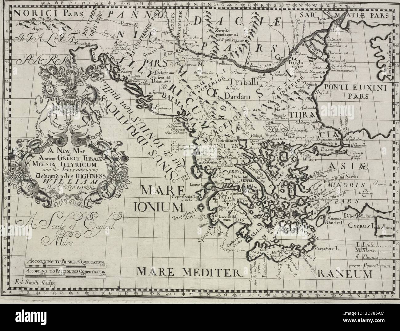 Une nouvelle carte de la Grèce antique, de la Thrace, de la Mésie, de l'Ilyricum et des îles voisines, créée en 1700. La carte est associée au Sheldonian Theatre d'Oxford, où elle a été imprimée. Le titre supplémentaire inclut des références à la Grèce, à la Thrace et à l'Illyricum. Ce travail est classé sous Atlases, géographie britannique, cartes anciennes, et sa pertinence dans l'éducation Banque D'Images