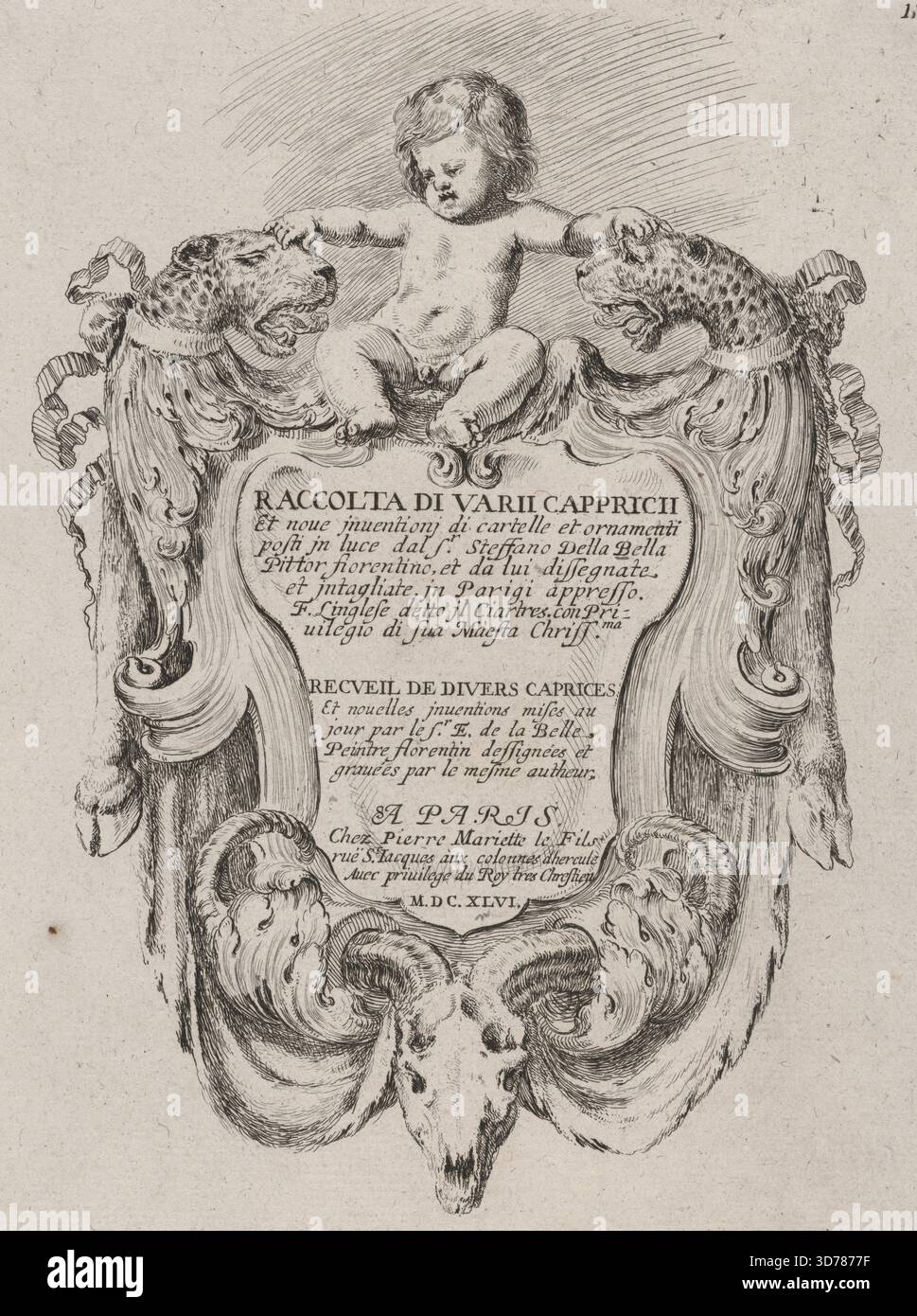 Raccolta di Varii Cappricii, 1646, gravures, 9 1/4 x 7 5/16 po. (23,5 x 18,5 cm), papier / feuille 9 1/2 x 7 1/2 po. (24,2 x 19 cm), Cream laid Banque D'Images