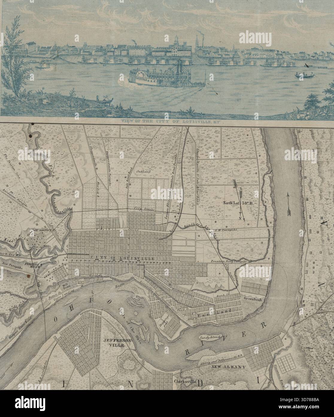 Plan de Louisville, Kentucky. et les environs, 1870. Publiée en 1870, cette carte représente la région métropolitaine de Louisville dans le Kentucky, y compris Louisville et le comté de Jefferson. La carte mesure 19 x 29 cm et est imprimée sur une feuille mesurant 32 x 26 cm. L'éditeur n'est pas identifié Banque D'Images