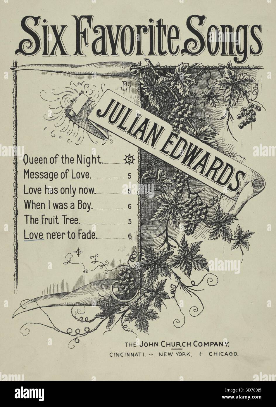 Love ne'er to fade, Additional, Winter Winds are blowing vent of Northern Birth, première ligne [première ligne de la chanson], 1894, Cincinnati, éditeur, The John Church Company, Songs, Winter, Vines, Love Songs, 1 score (8 p.) ; 36 cm Banque D'Images