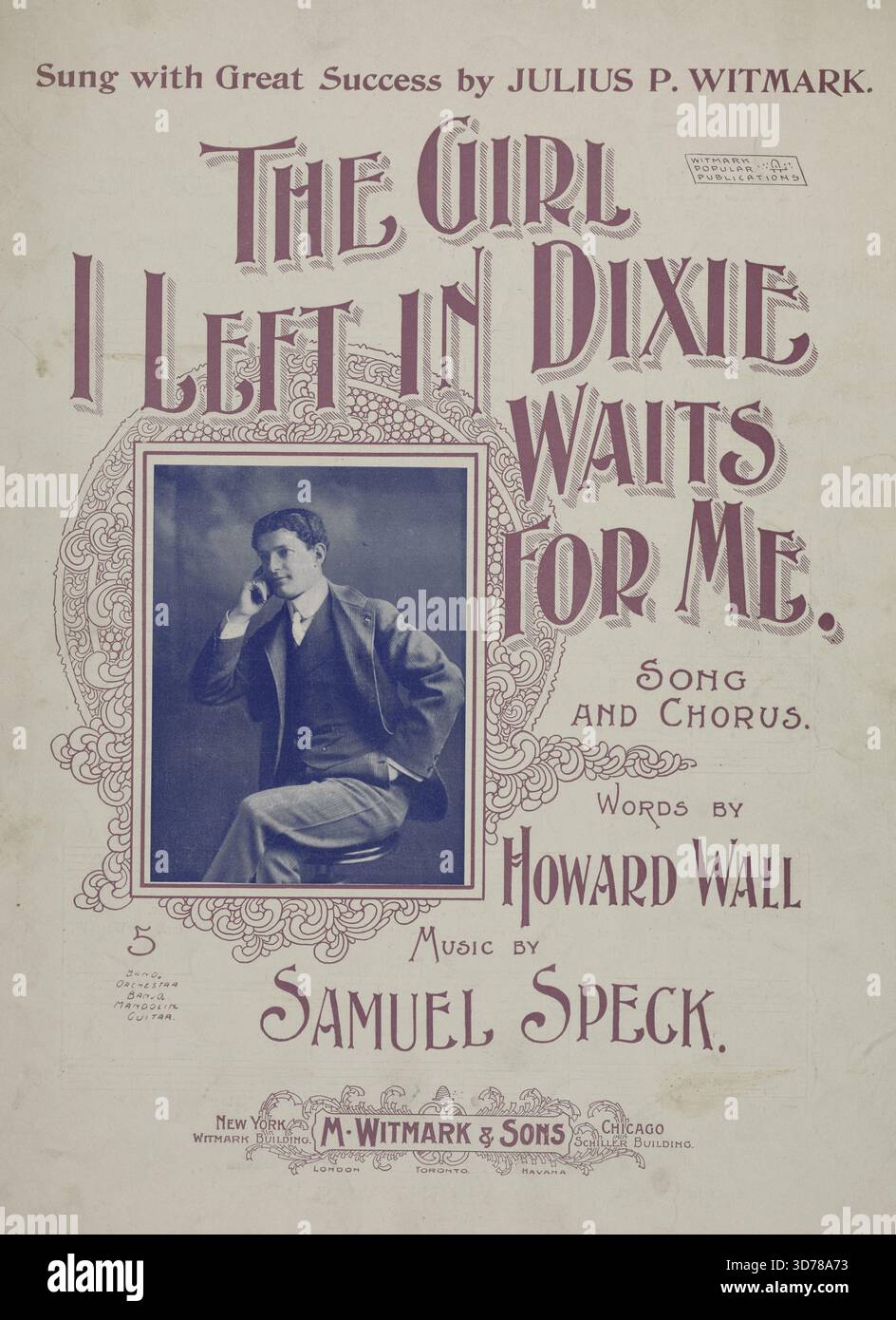 La fille que j'ai laissée à Dixie m'attend, 1899 ans. De plus, c'était le printemps quand j'ai quitté le sud ensoleillé. Première ligne de chanson., 1899, New York : Chicago. Editeur, M. Witmark & sons. Sujets : chants, fiançailles, premiers amours, loyauté., 6 p. ; 33 cm Banque D'Images