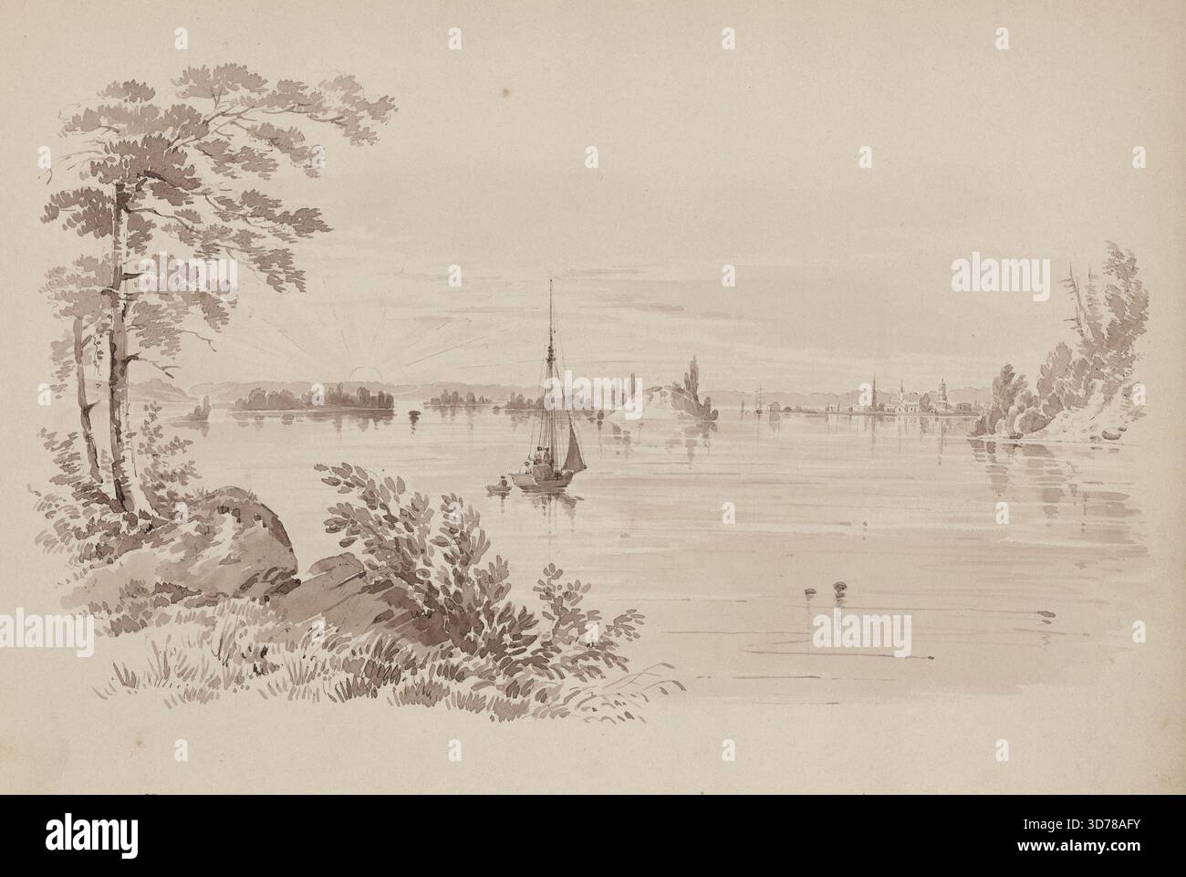 Lever de soleil à French Creek, Thousand Islands, fleuve Lawrence., 8 juillet 1853 Banque D'Images