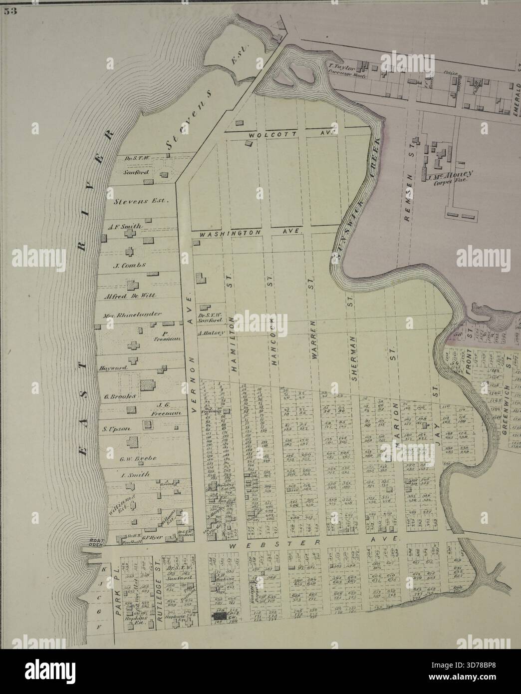 Ravenswood. Partie de long Island City, Queens Co., L.I., 1873, bières, Comstock & Cline., 1873., New York. Editeur, Beers, Comstock & Cline. Long Island (N.Y.), Description et voyage Banque D'Images
