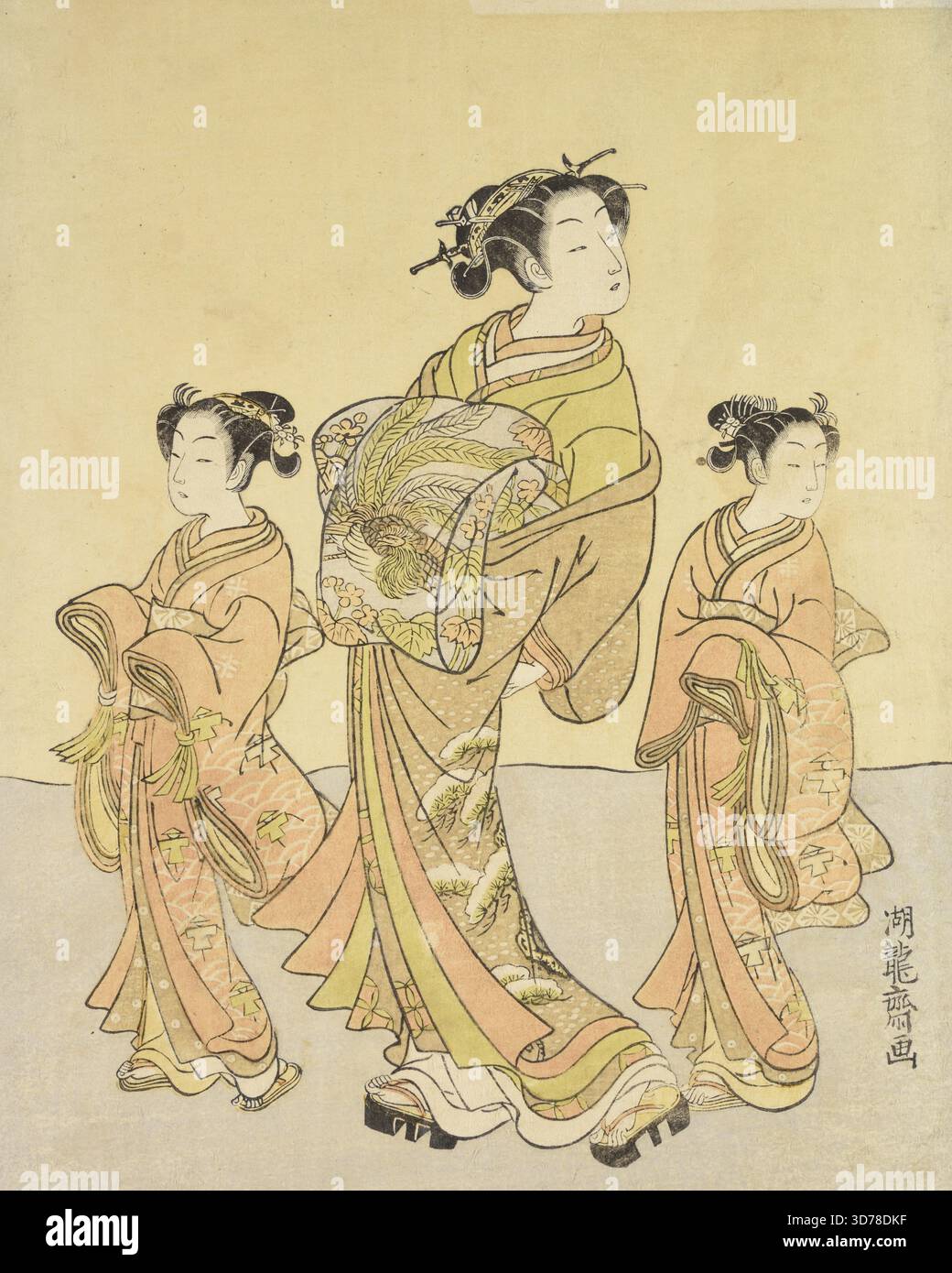 Un oiran accompagné de son kamuro., 1769, gravures sur bois, 10 1/4 x 7 1/2 po. (26 x 19,1 cm Banque D'Images