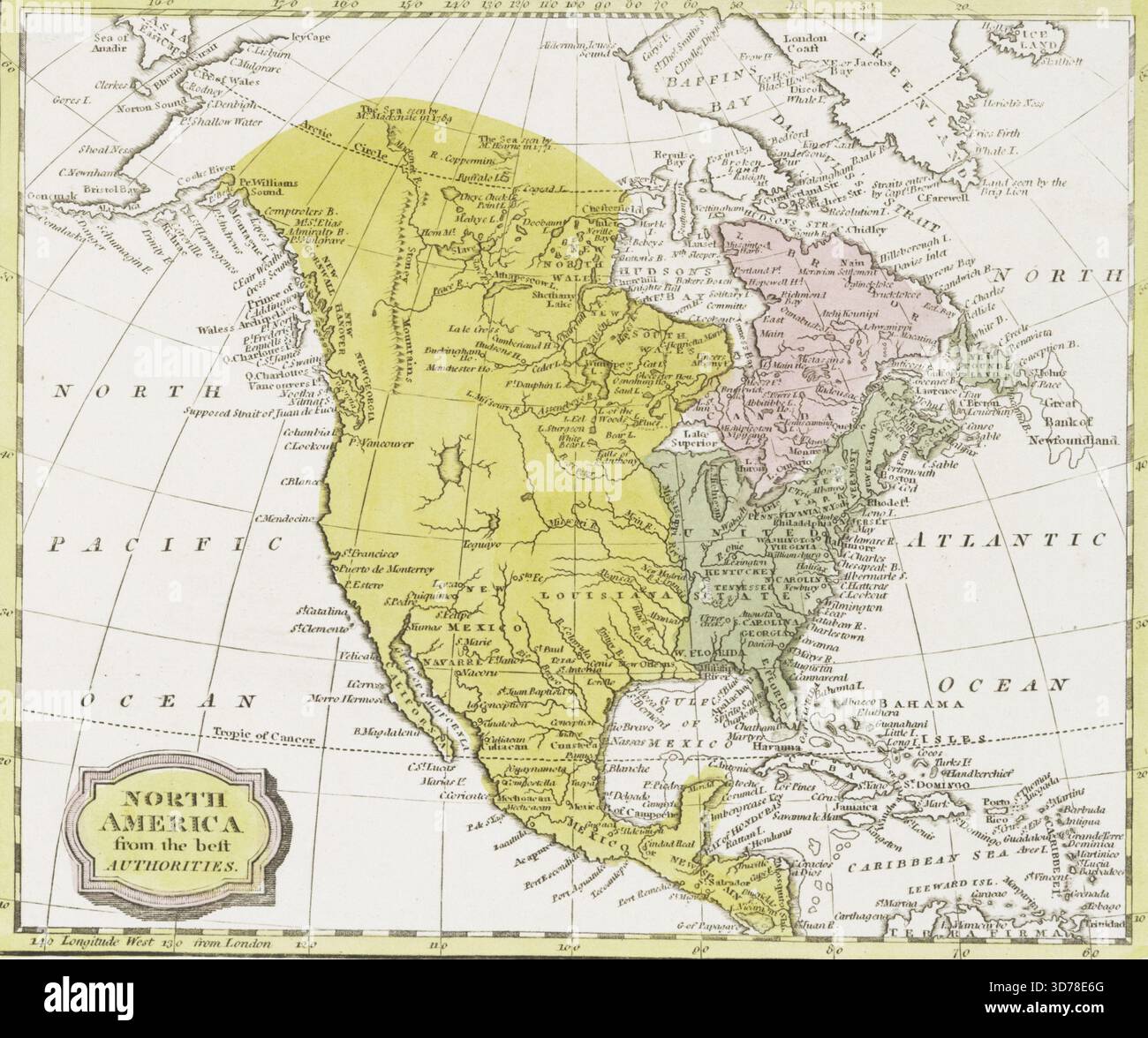Amérique du Nord des meilleures autorités, 1806-05-01, Kinnersley, E., brillamment, C., publié selon les directives de la Loi par C. Briright & E. Kinnerley, Bungay, Suffolk. Cartes de l'Amérique du Nord, 1 col. Main carte ; 19 x 22 cm Banque D'Images