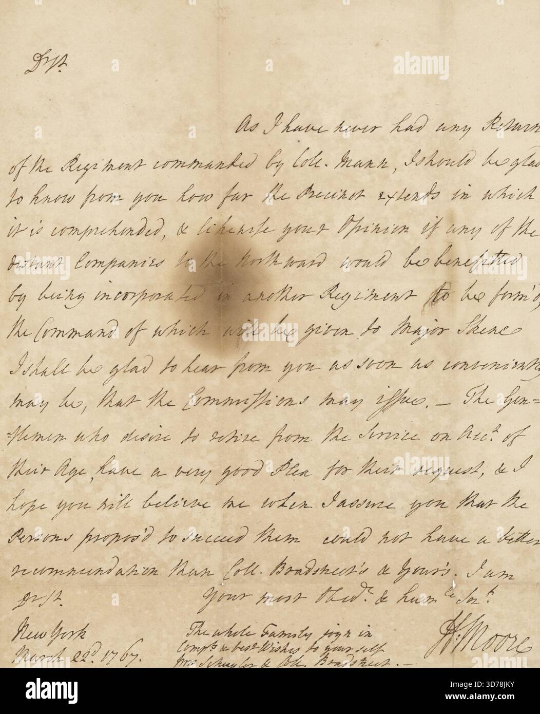 22 mars 1767, lettre, correspondance historique. Heure capturée dans le script Banque D'Images