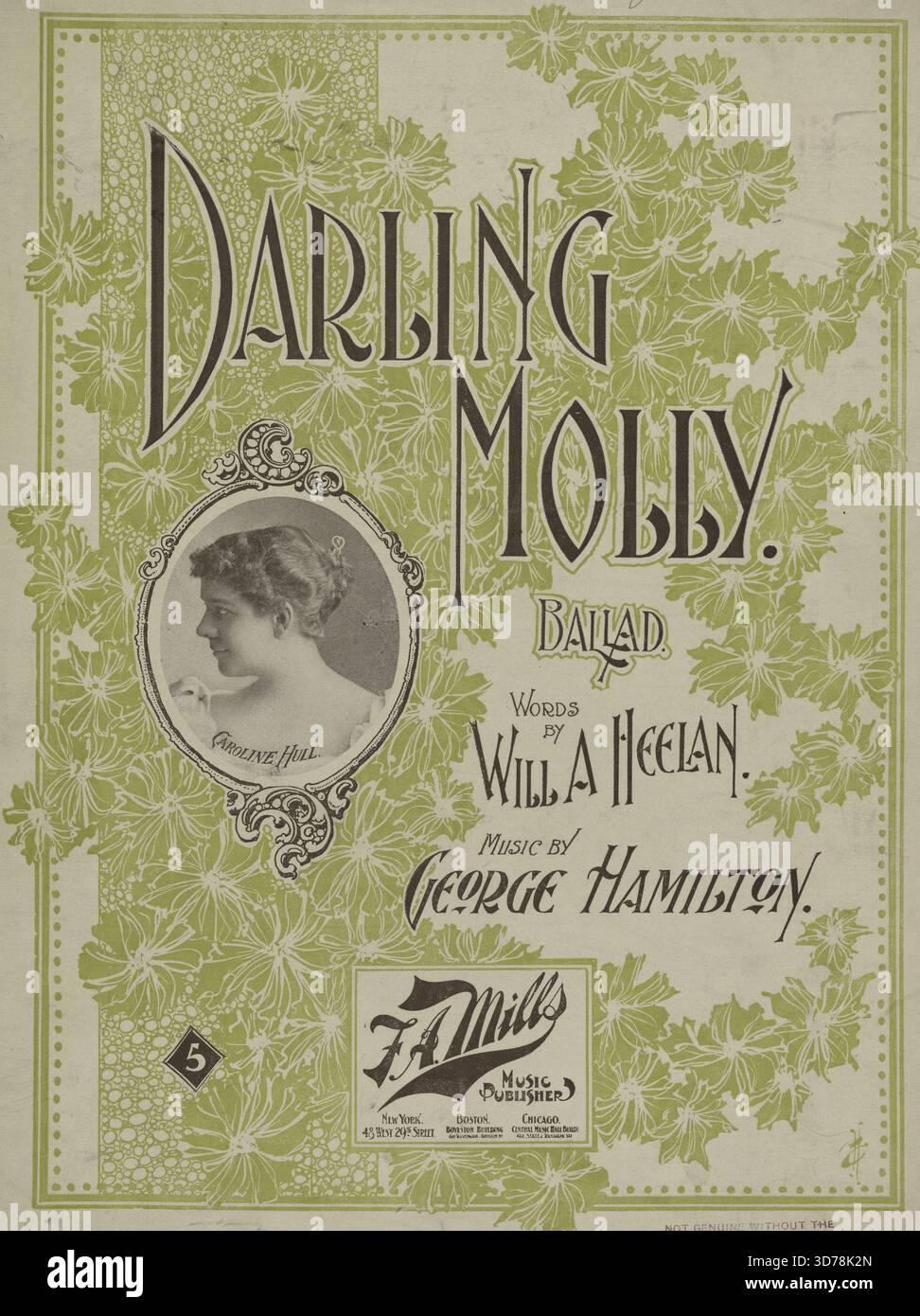 Darling Molly, 1899 ans, supplémentaire, il y avait des roses sur ta joue, Molly Dear, première ligne de chanson, 1899, New York, éditeur, F.A. Mills, chansons, relations interpersonnelles, chansons d'amour, 8 p. ; 34 cm Banque D'Images