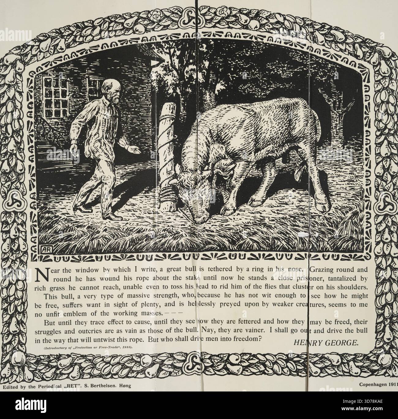 Grand format intitulé « libre-échange », créé en 1888. L'objet est attribué à Henry George (1839-1897) et mesure 44,3 x 48,2 cm. La date de création se situe entre 1800 et 1899 Banque D'Images
