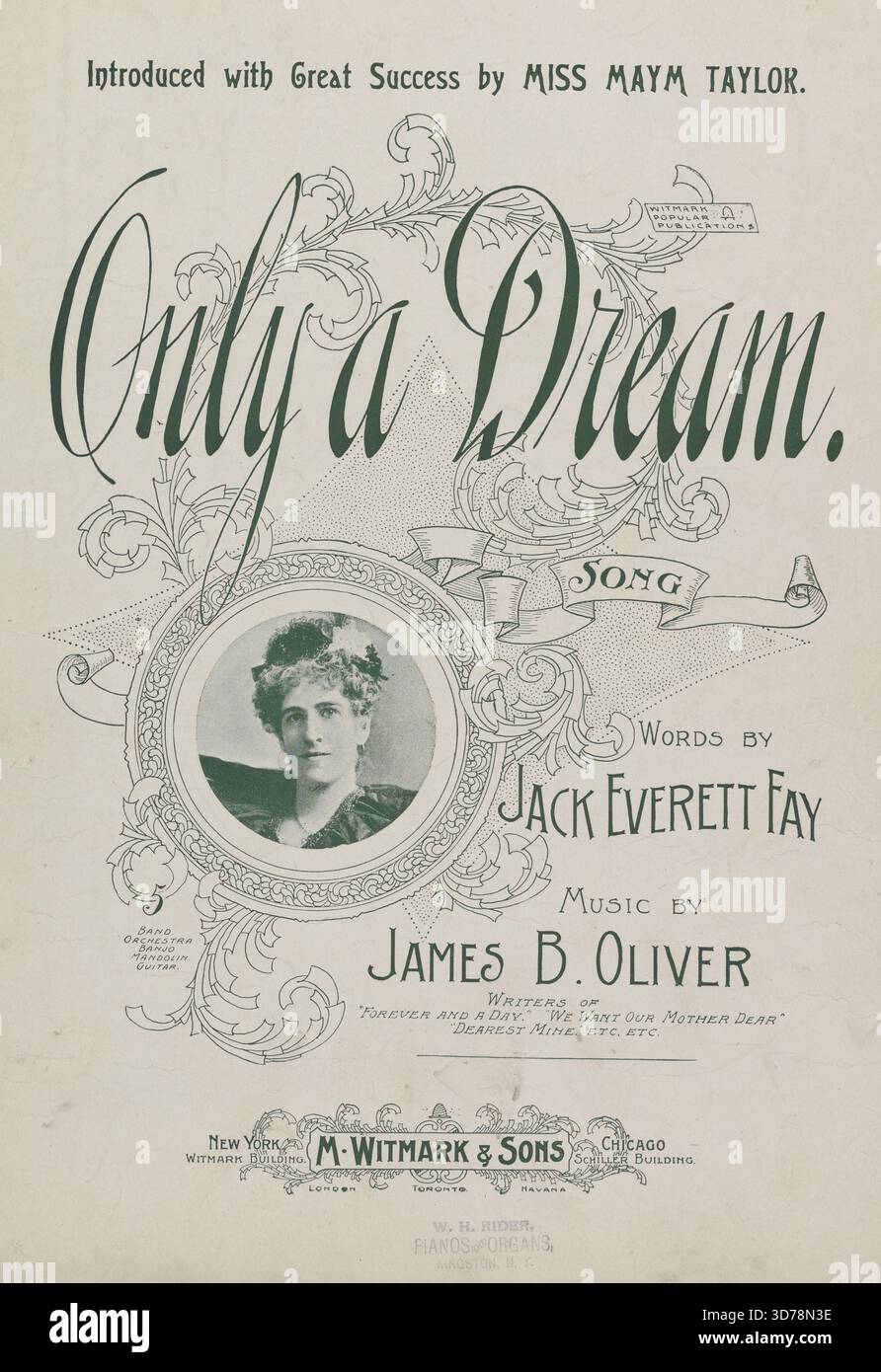 Only a Dream, publié en 1899 par M. Witmark & sons, comprend la première ligne de la chanson Fair as a flow'R she Comes to me, Out from the Shades of Night. Il comprend des thèmes de romance et de désir, et se compose de 6 pages mesurant 36 cm de hauteur. La publication provient de New York et Chicago Banque D'Images