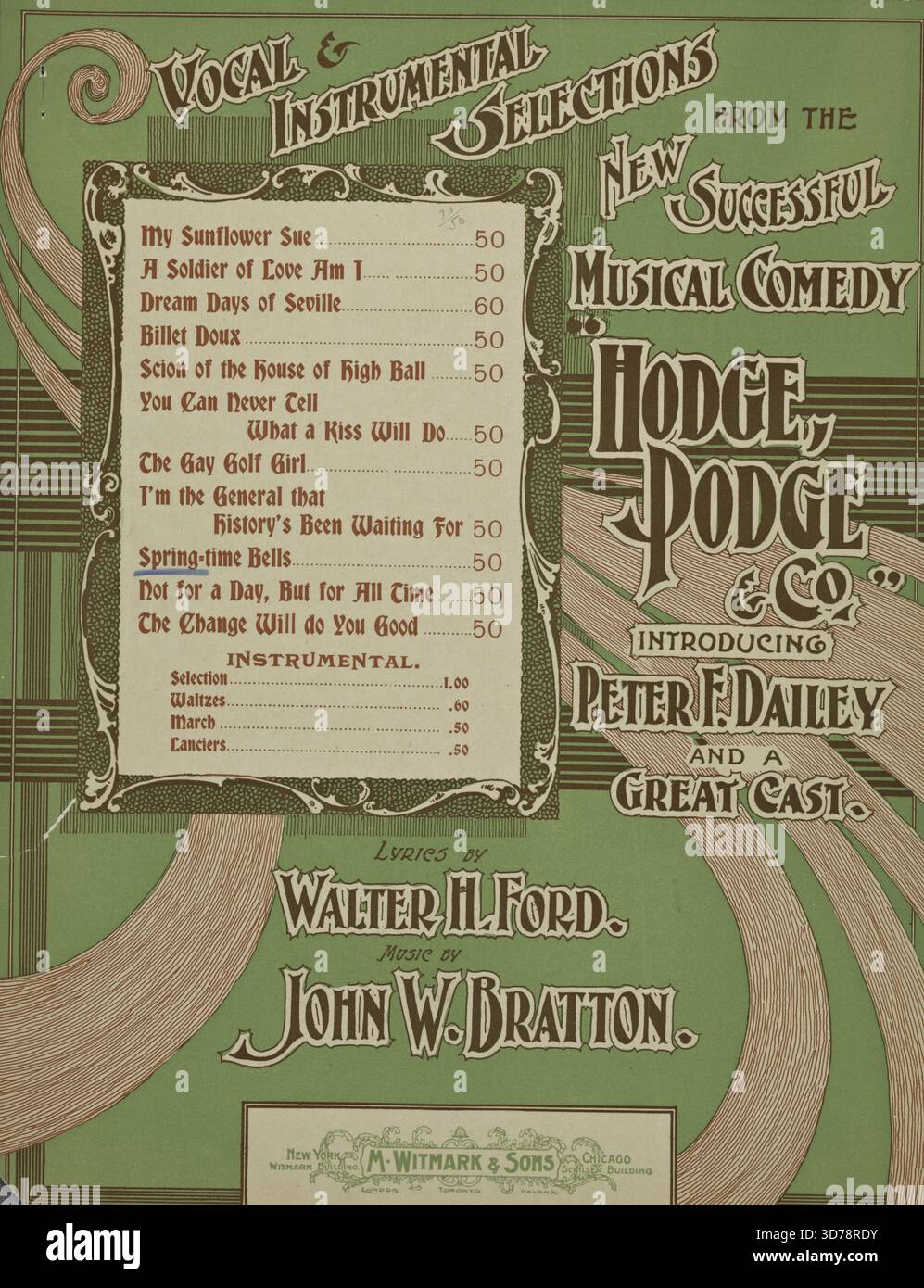 Cloches du printemps, 1900. En plus, Ding long-ding, douces cloches du printemps. Première ligne de refrain quand l'hiver fond dans le printemps et la jeunesse de la vieille nature est renouvelée., 1900., New York ; Chicago. Editeur, M. Witmark & sons. Les sujets incluent les chansons, les saisons, les cloches, le printemps et la nature., 1 score (6 p.) ; 31 cm Banque D'Images