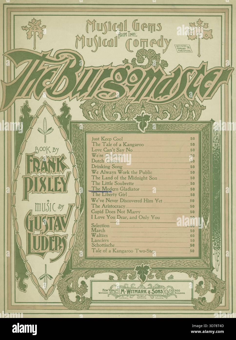 Le gladiateur moderne, 1900. De plus, je suis un champion PUG et je suis à jour. Première ligne du refrain. De plus, à l'époque où les chevaliers étaient bol. First line., 1900., New York ; Chicago ; etc Editeur, M. Witmark & sons. Chansons, combats, chevaliers, écriture, querelles, valses, comédies musicales., 1 partition (6 p.) ; 35 cm Banque D'Images