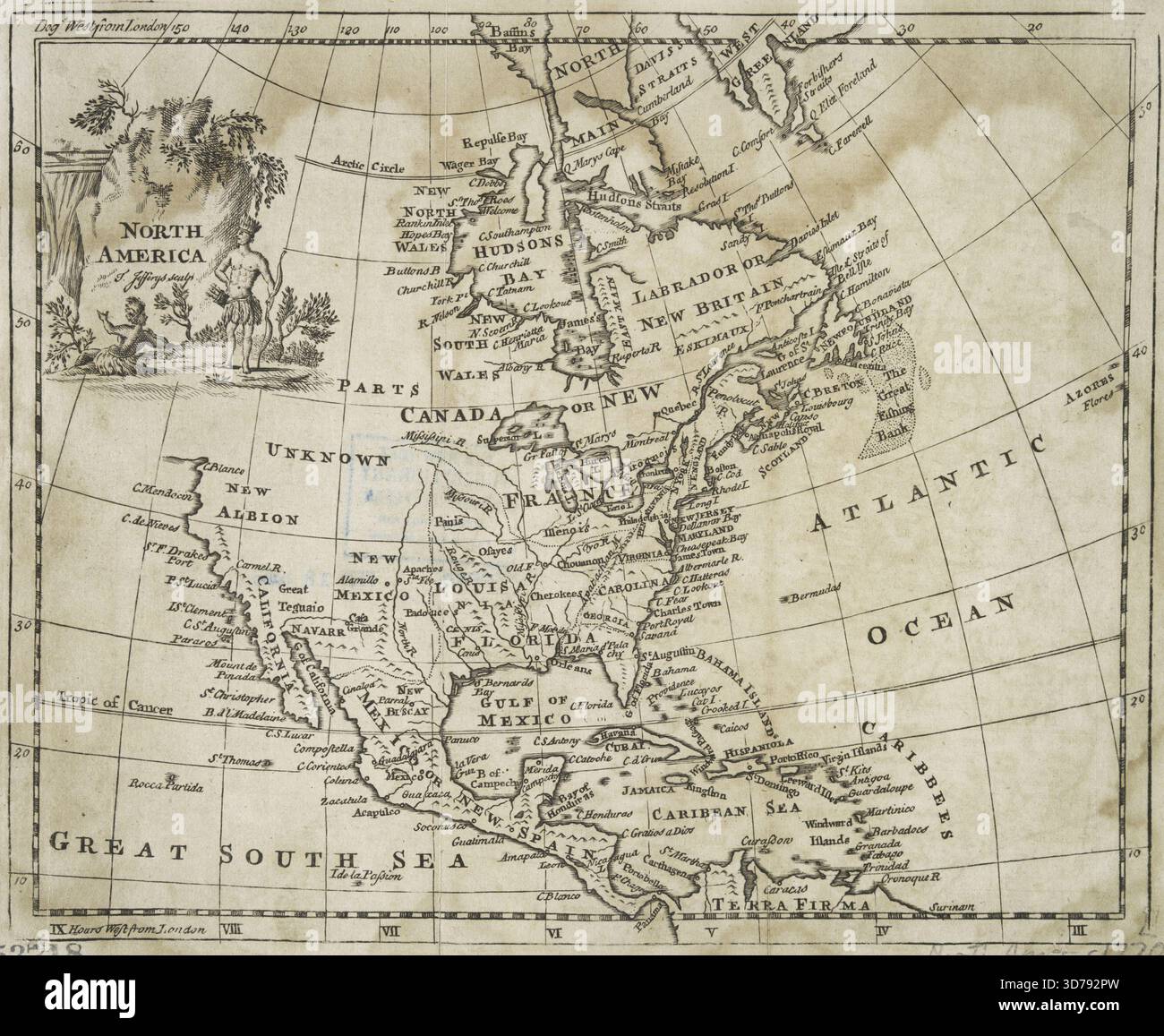 Amérique du Nord, 1770., 1770., Londres ? Éditeur, T. Jefferys ? Cartes de l'Amérique du Nord -- Early Works to 1800., 1 carte ; 19 x 22 cm Banque D'Images