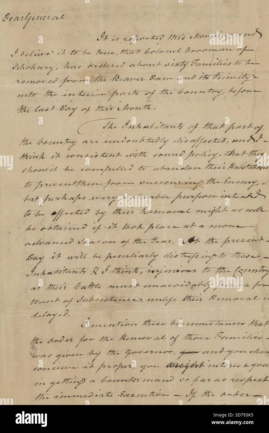 22 mars 1782, lettre, correspondance historique. Heure capturée dans le script Banque D'Images
