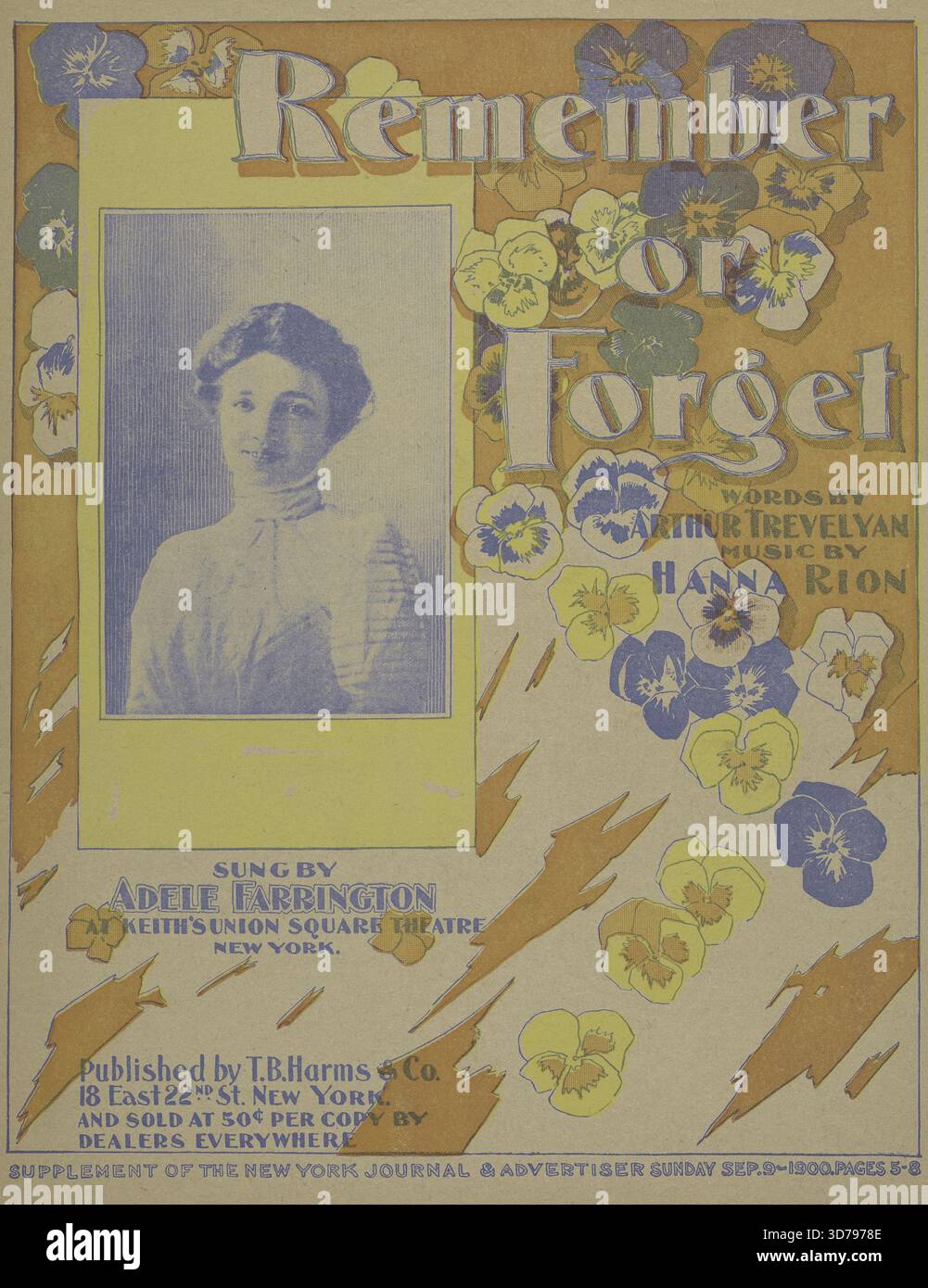 Remember or Forget, Additional, I'm Thinking of the Words You Oft Have Speak., First Line Through All the Years To Be, Dear Heart ; I'll Never Complain, First Line of Chorus, 1900, New York, Publisher, T.B. Harms & Co., Songs, Man-Woman Relationships, InterPersonal Conflict, 1 partition (4 p.) ; 35 cm Banque D'Images