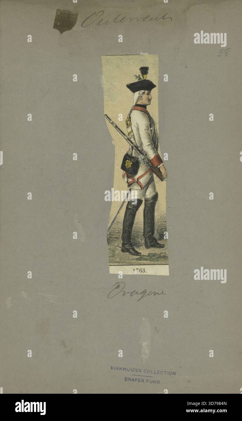 Dragoner. 1763., 1910 (déduit)., Amsterdam., 1760-1770. Uniformes militaires, histoire, Autriche, soldats, autrichien., 24,5 x 16,5 cm / 13 x 3,5 cm Banque D'Images