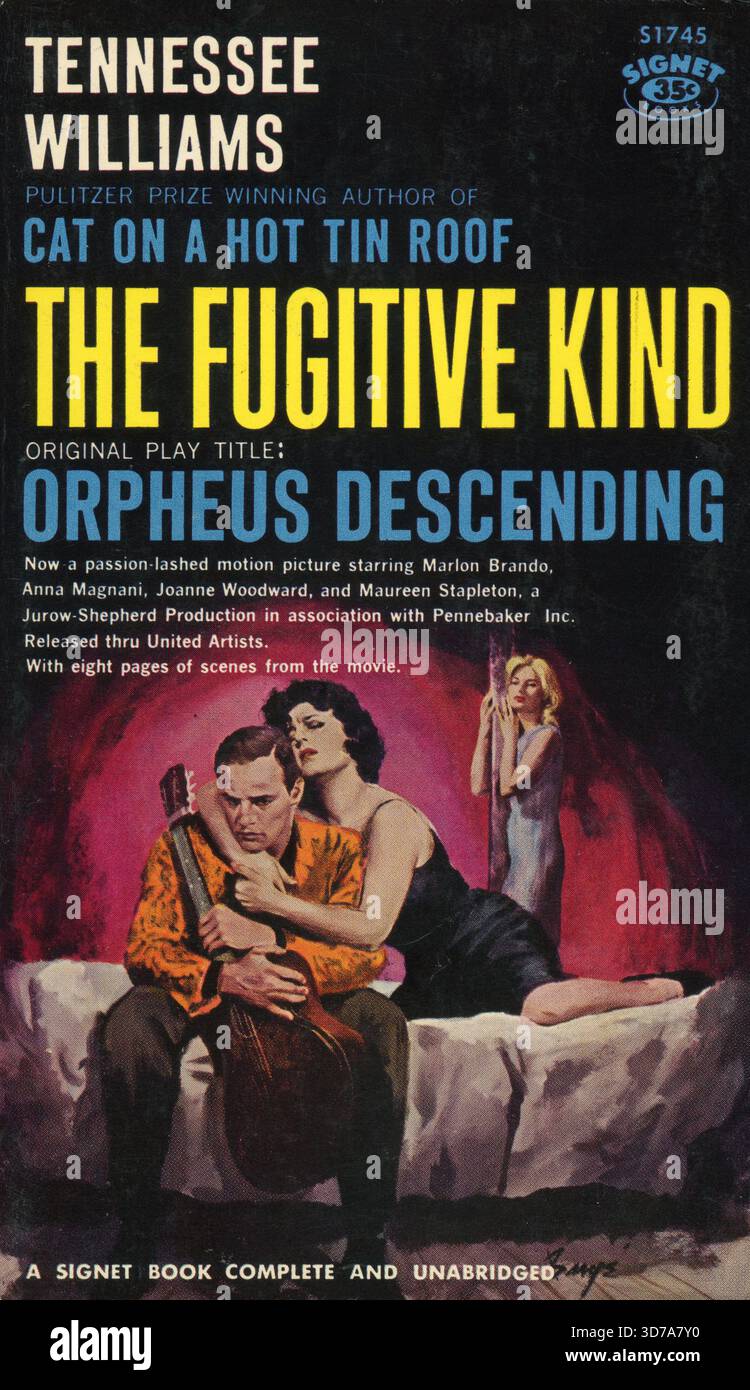 Tennessee Williams - le genre fugitif. (Titre original : Orpheus Descending). Signet Books S1745, 1960. Artiste de couverture : Bary ? Phillips' Banque D'Images