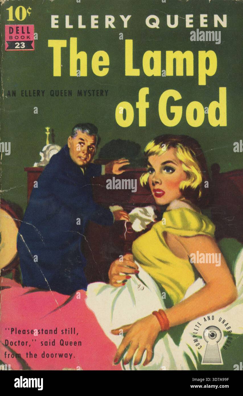 Ellery Queen - la lampe de Dieu. Livres Dell 10 cents 23. Publié en 1951. Artiste de couverture : George Mayers Banque D'Images