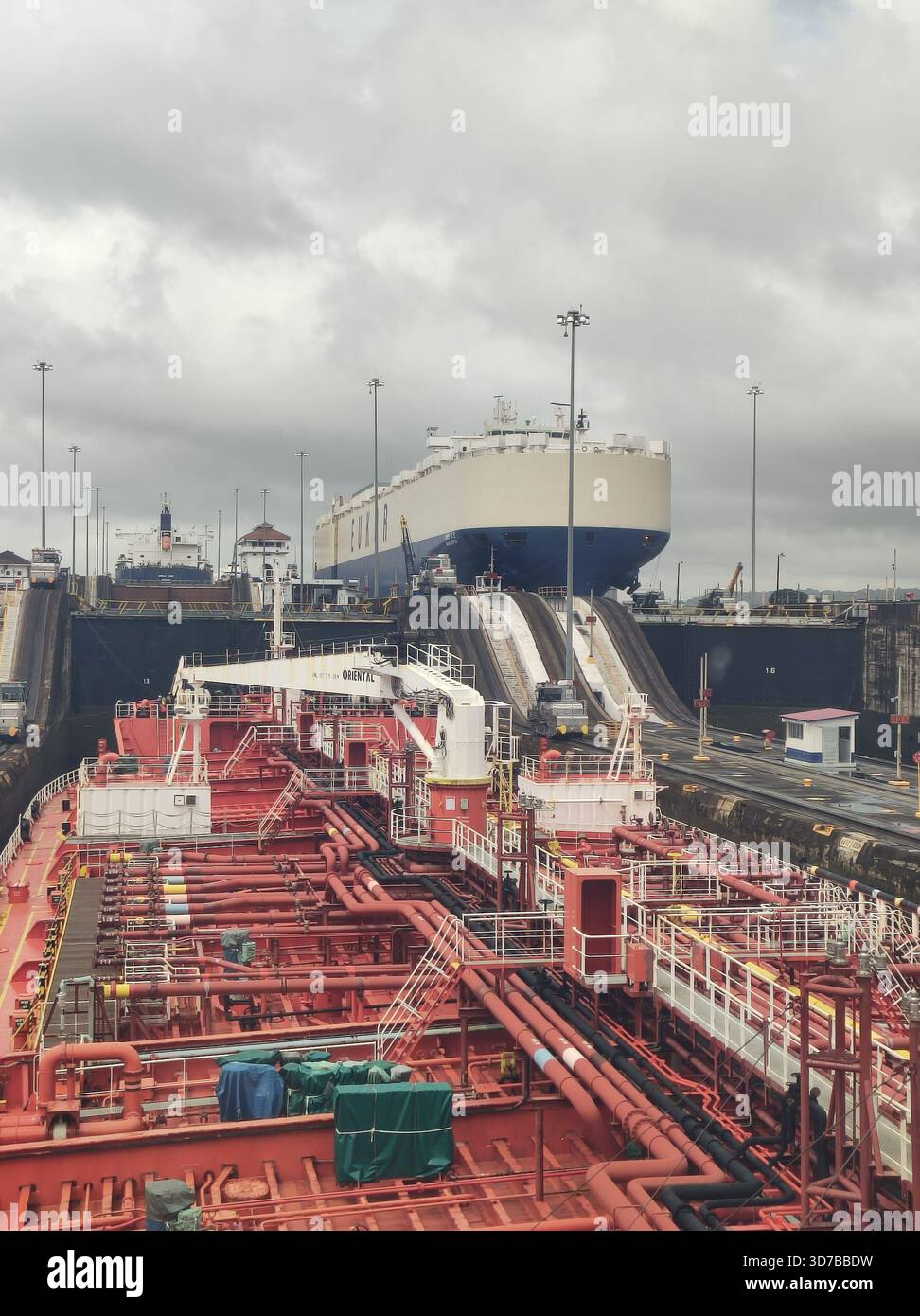 Canal de Panama, à l'écluse Banque D'Images