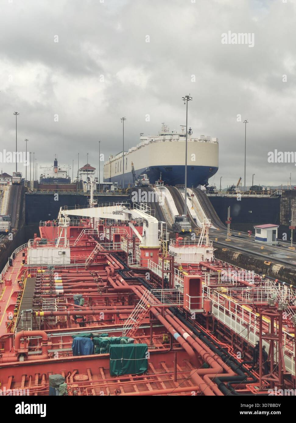 Canal de Panama, à l'écluse Banque D'Images