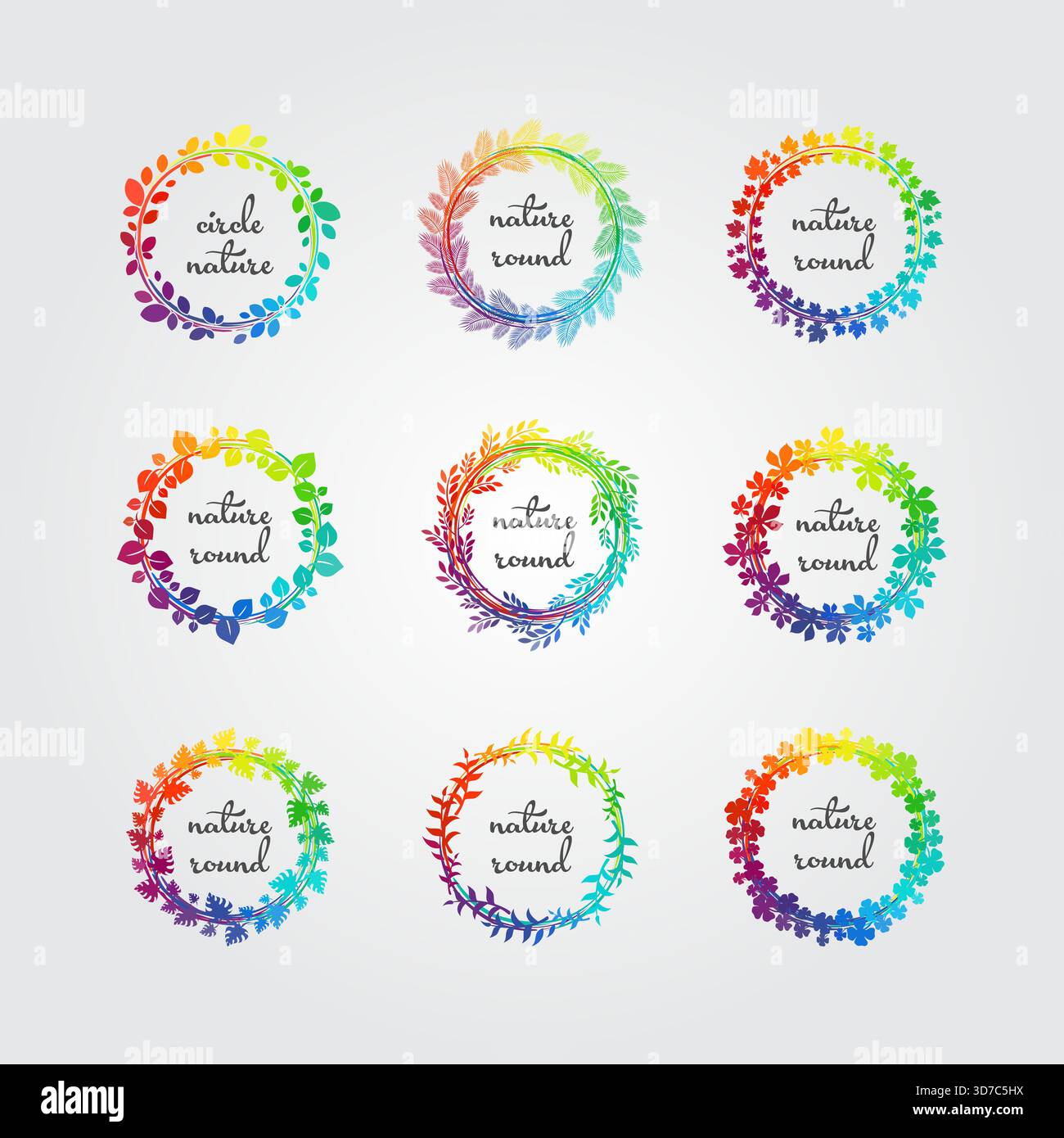 Cadre de nature de cercle avec des couleurs arc-en-ciel Illustration de Vecteur