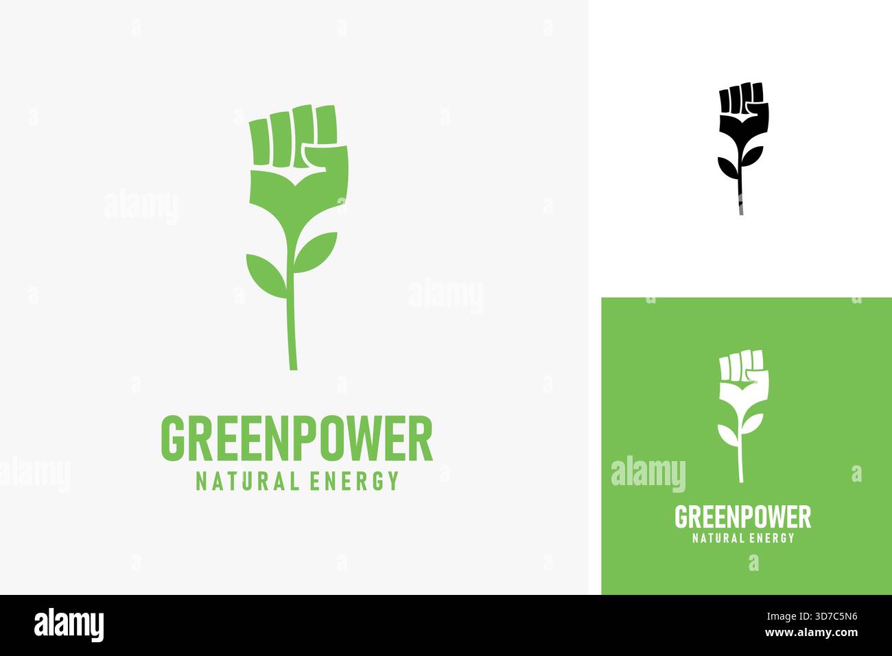 Conception d'icône de symbole de logo de puissance verte Illustration de Vecteur