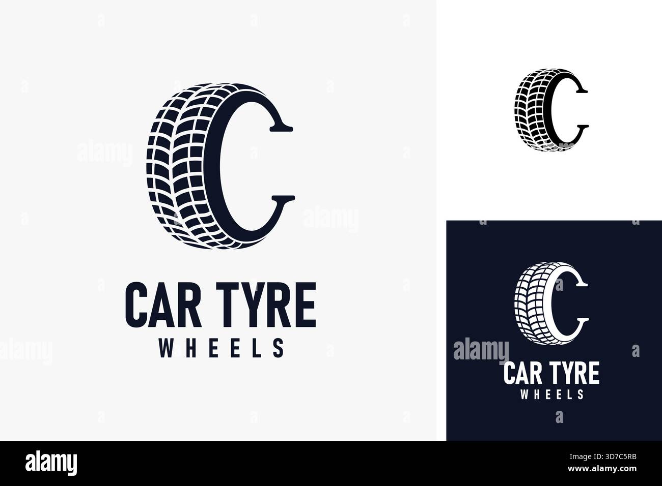 Lettre C dans la conception d'icône de symbole de pneu de voiture Illustration de Vecteur